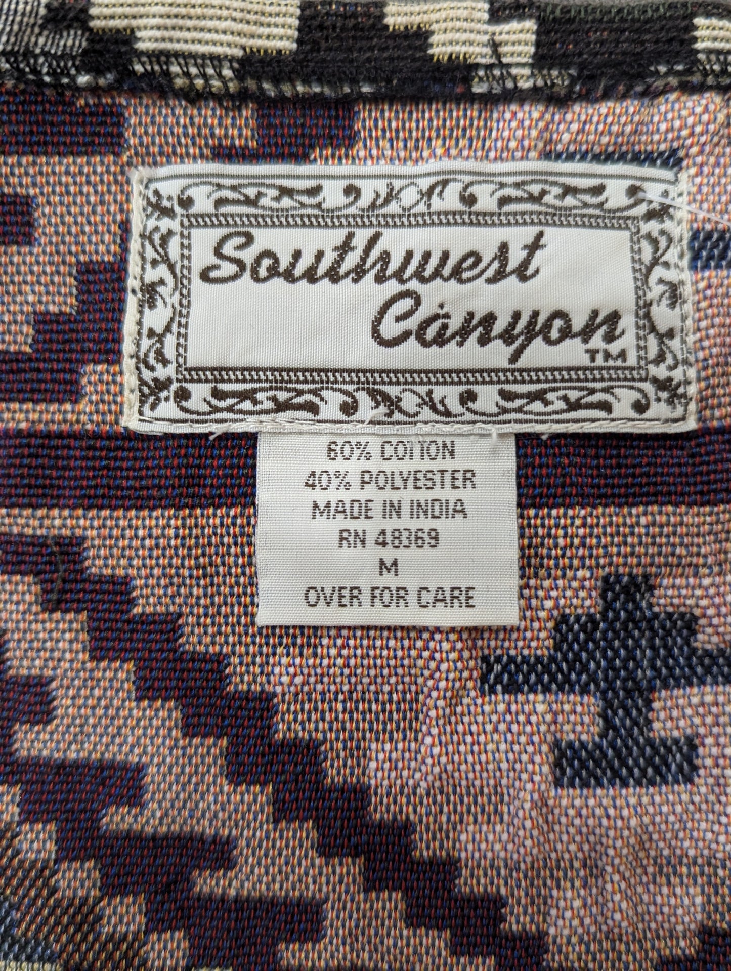 Southwest Canyon Vintage Vest Southwestern Tapestry Horse Print