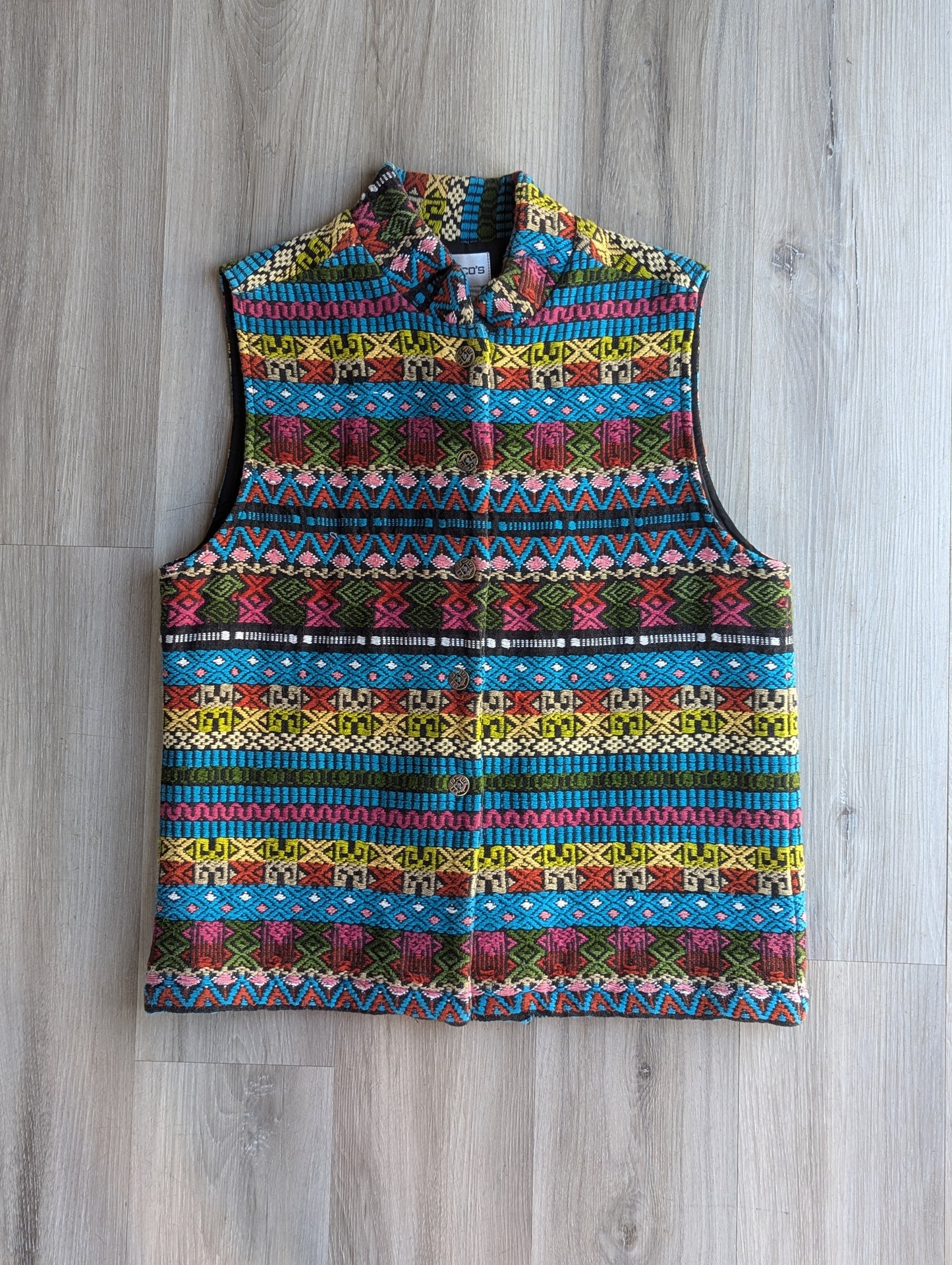 Chico's Vintage Vest Colorful Embroidery