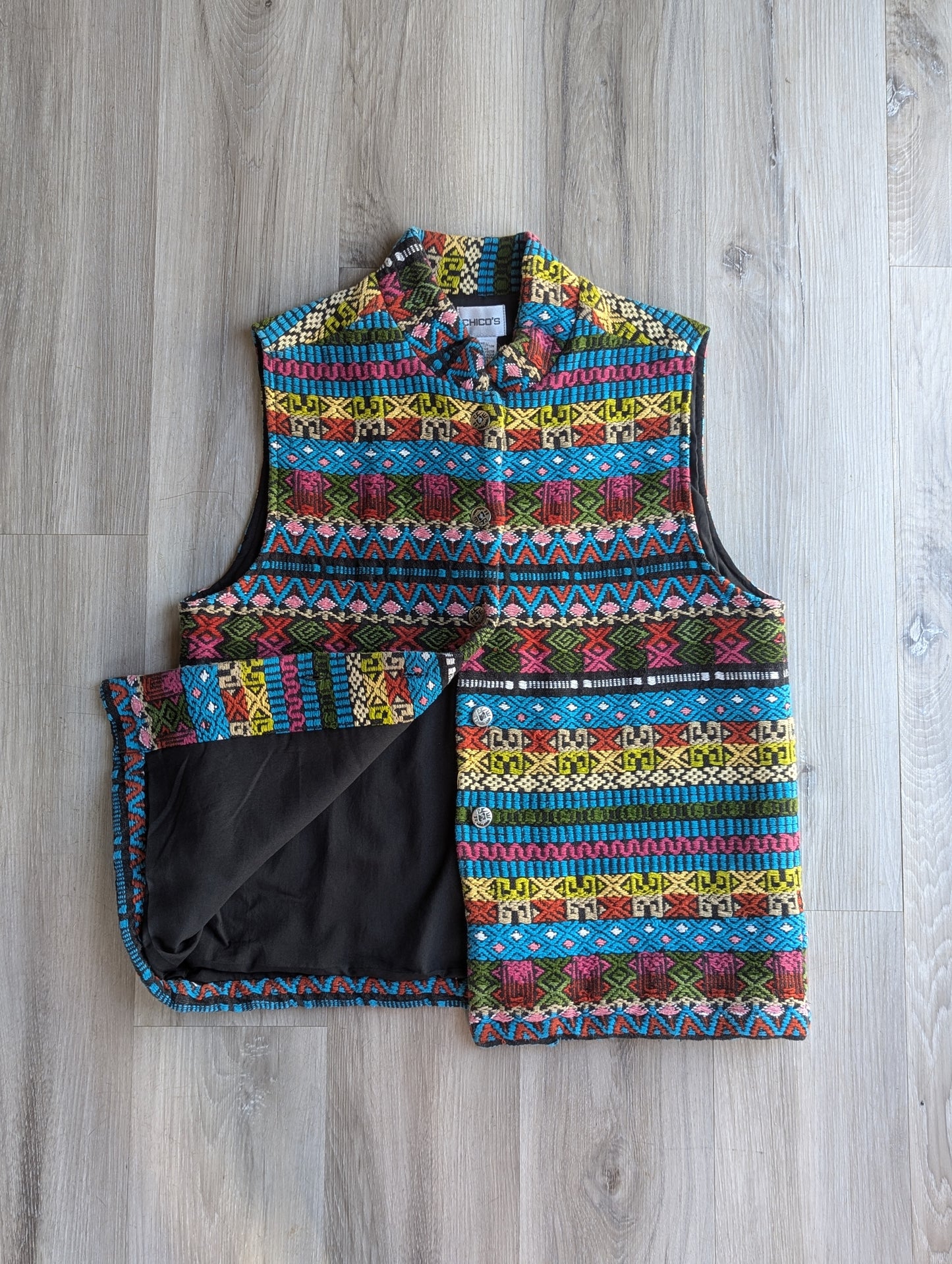 Chico's Vintage Vest Colorful Embroidery