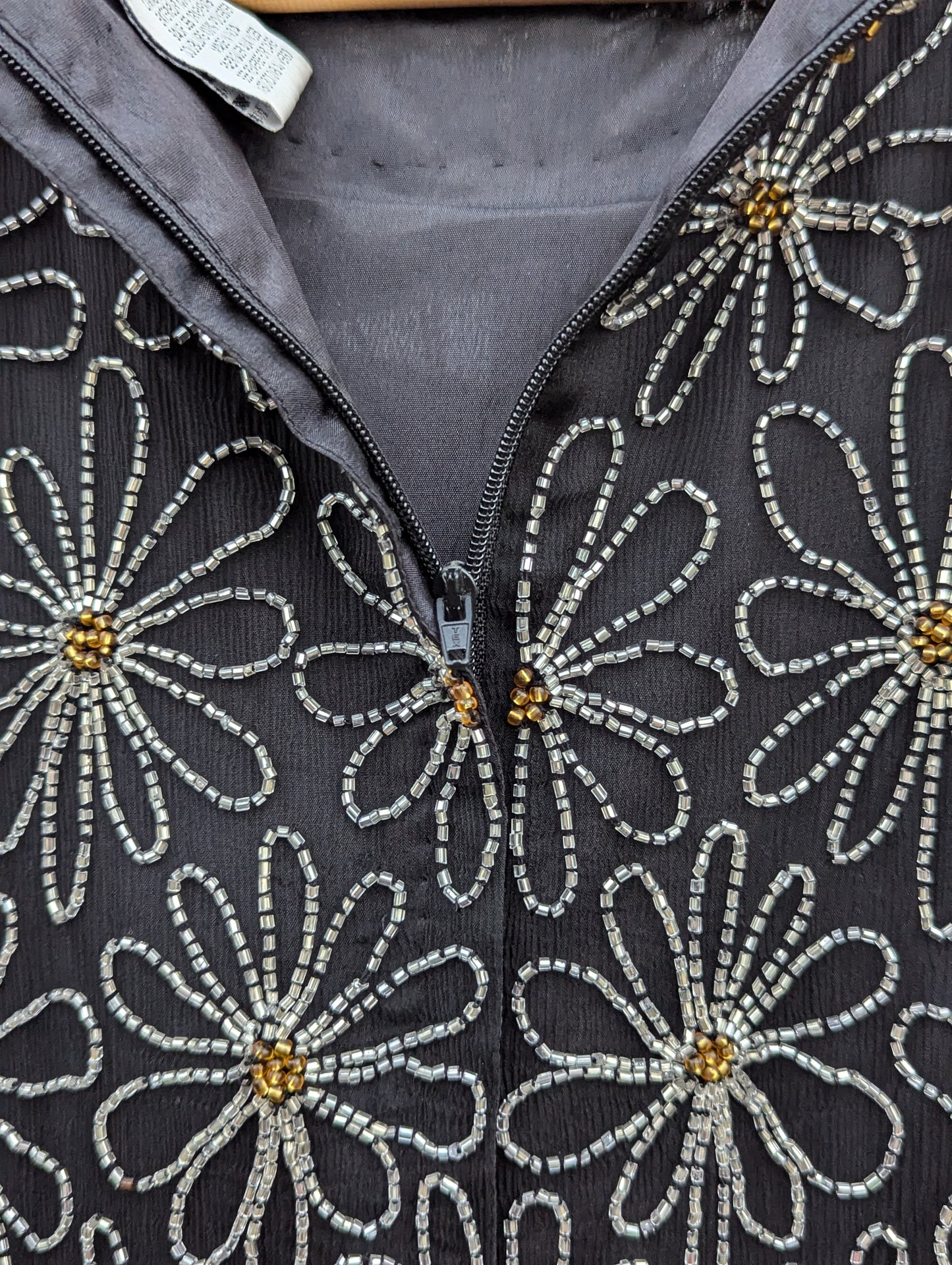 80's Vintage Papell Boutique Beaded Silk Floral Blouse