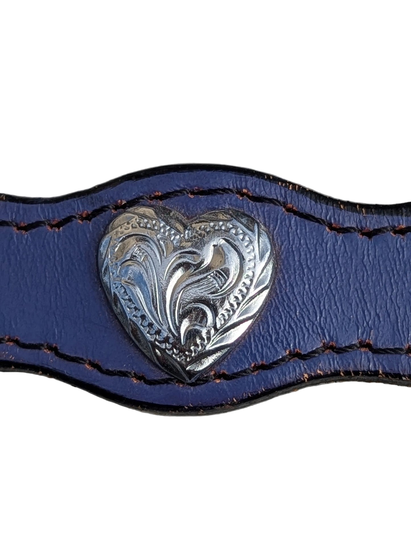 Vintage Circle Y Purple Leather Silver Heart Belt