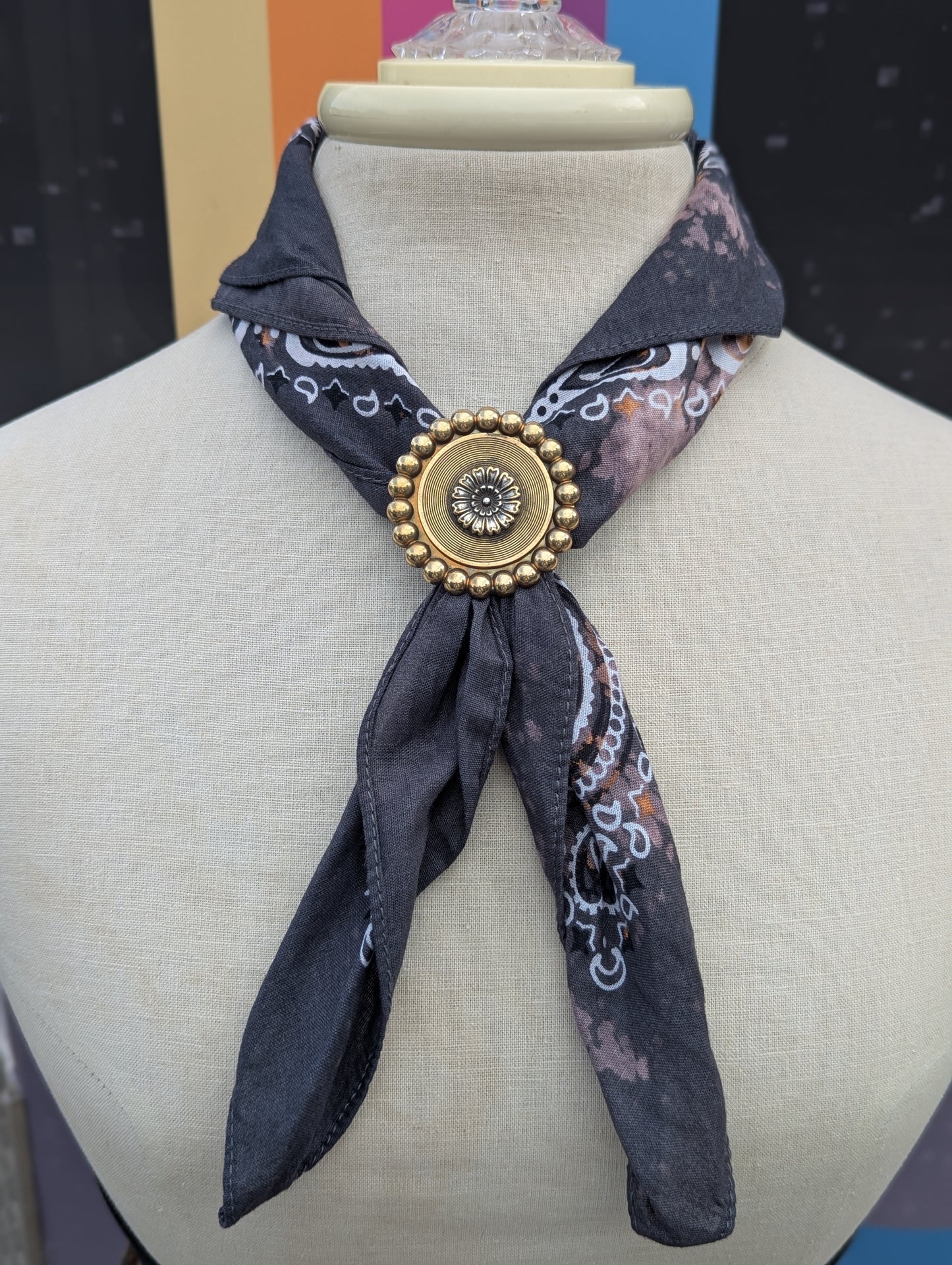 Large Brass Flower Bandana Slide