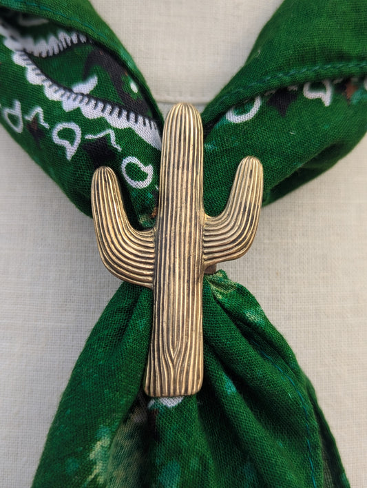 Saguaro Cactus Brass Bandana Slide