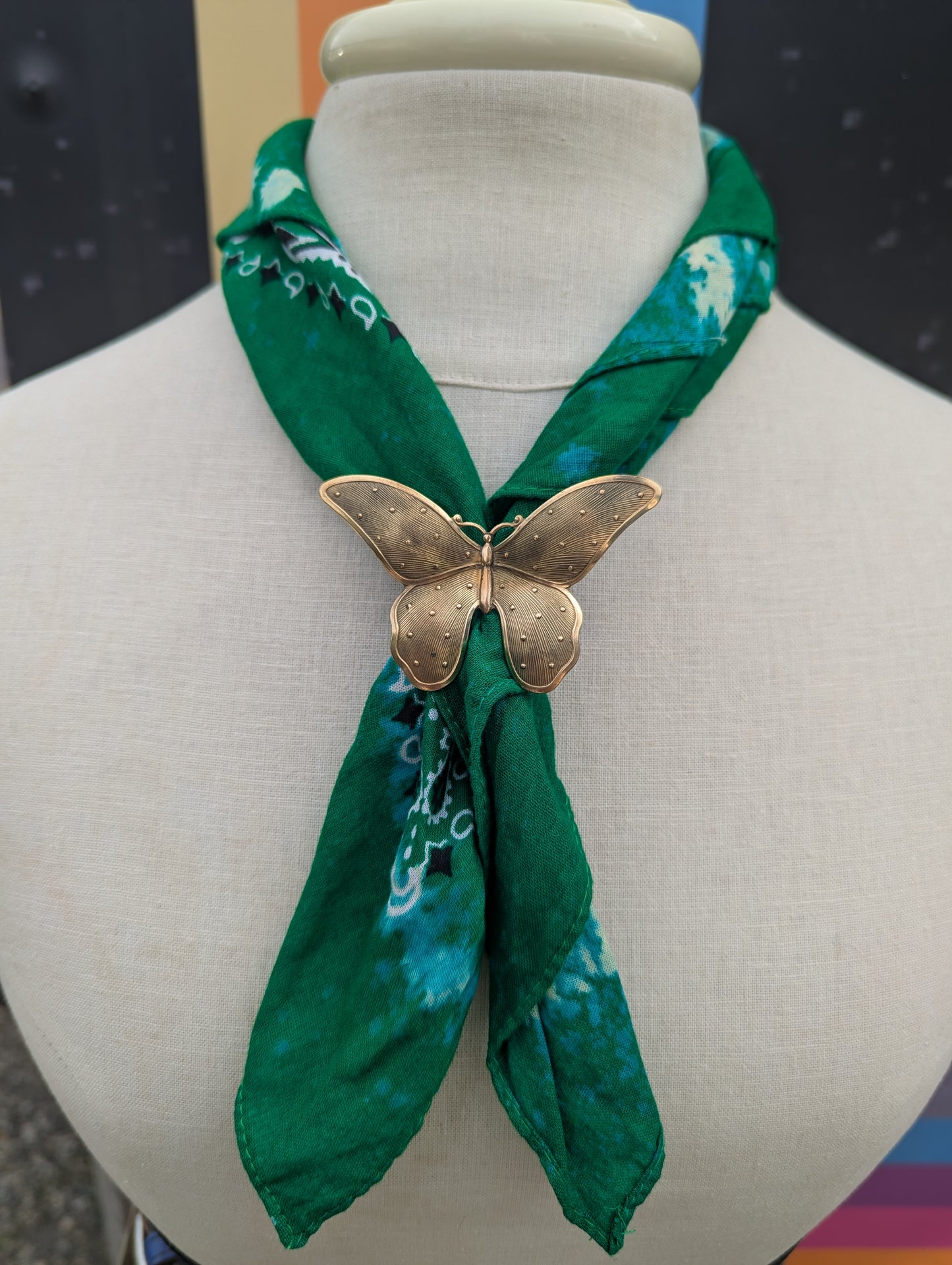 Large Brass Butterfly Bandana Slide