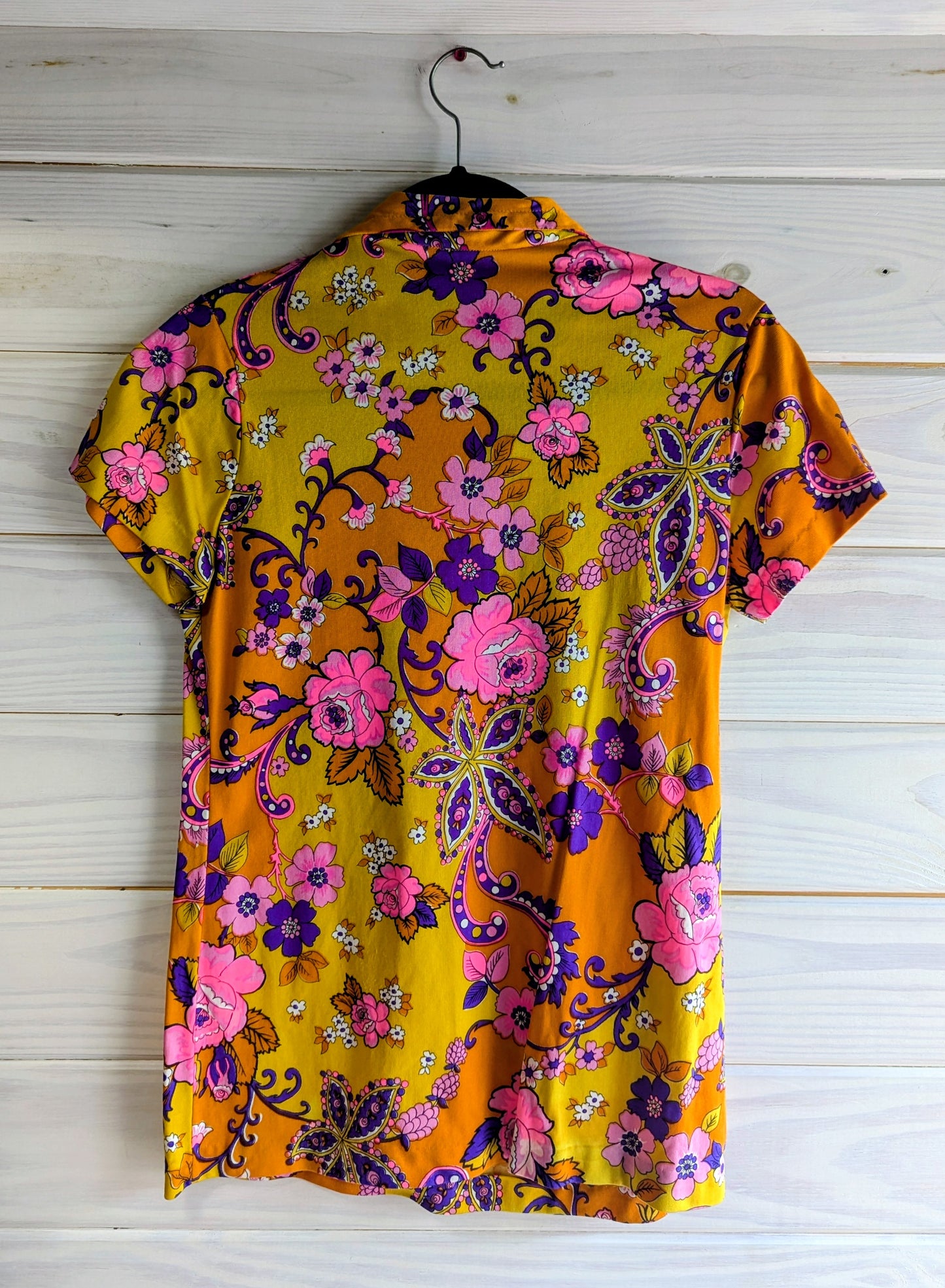 60's Psychedelic Floral Short Sleeve Top