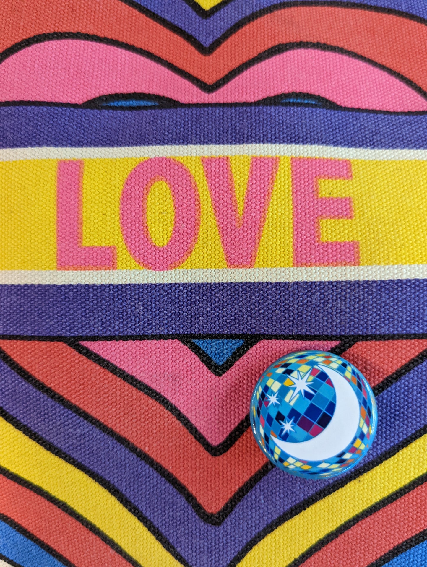 Disco Moon Button Pin 1.25"