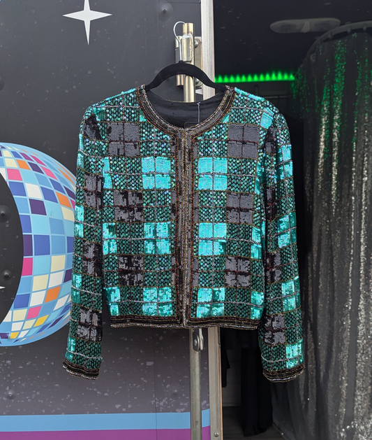 Vintage Plaid Sequin Jacket