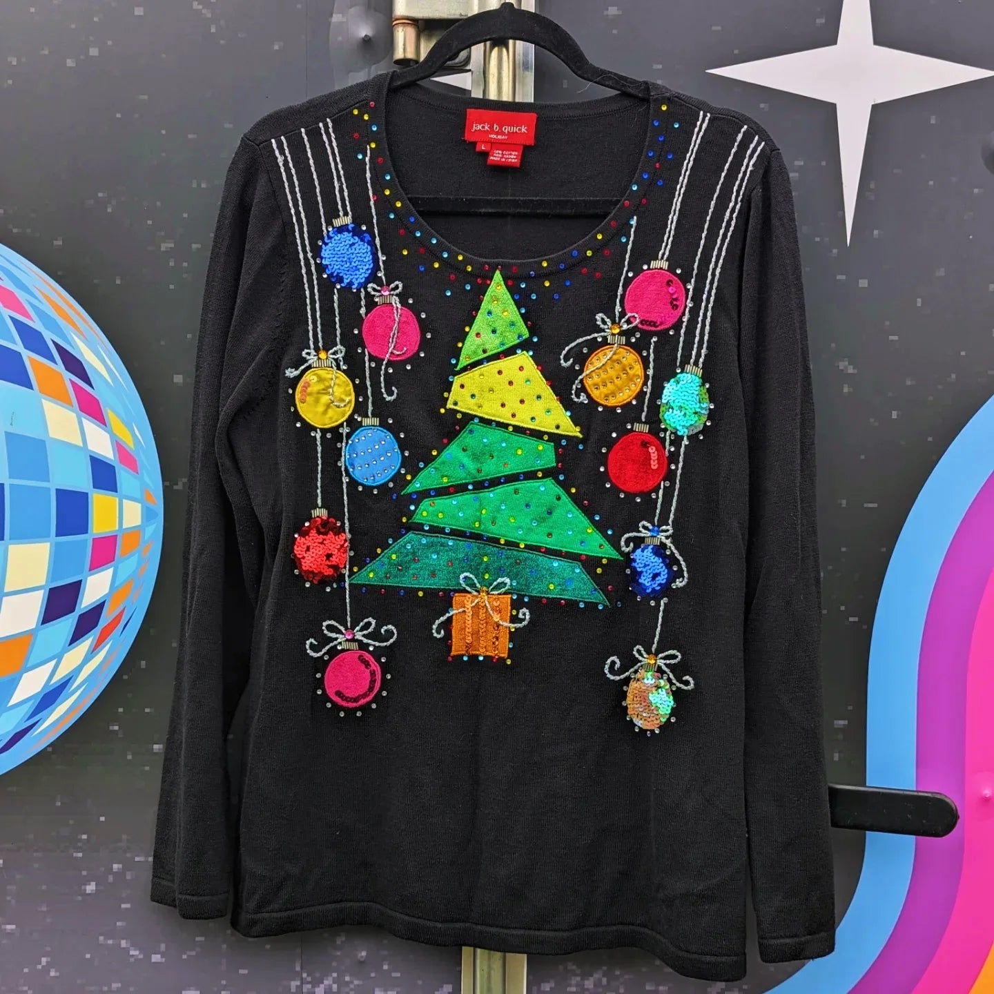 Y2K Bedazzled Christmas Tree Long Sleeve Shirt