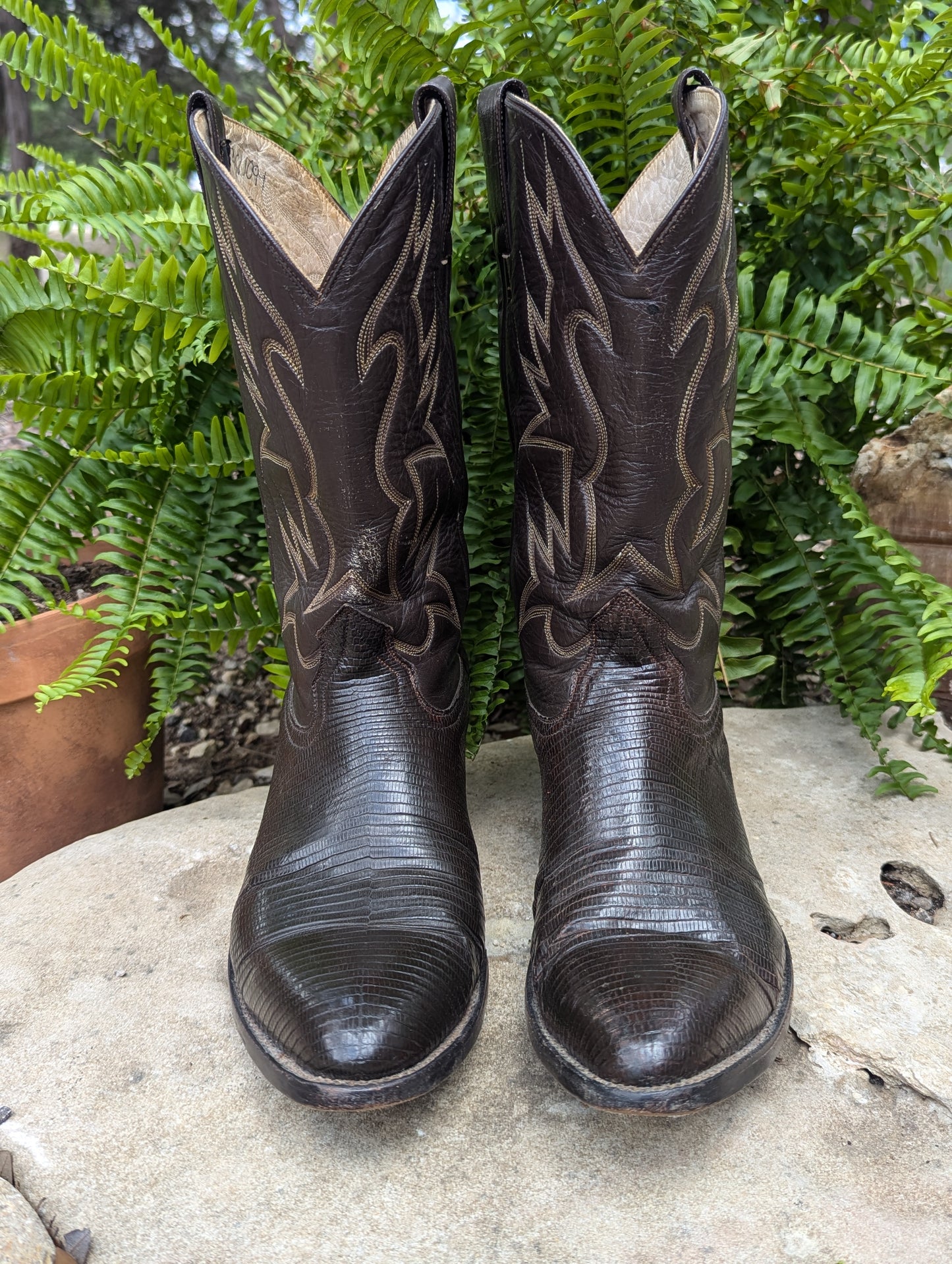 Vintage Longhorn Lizard Cowboy Boots - Size 12D