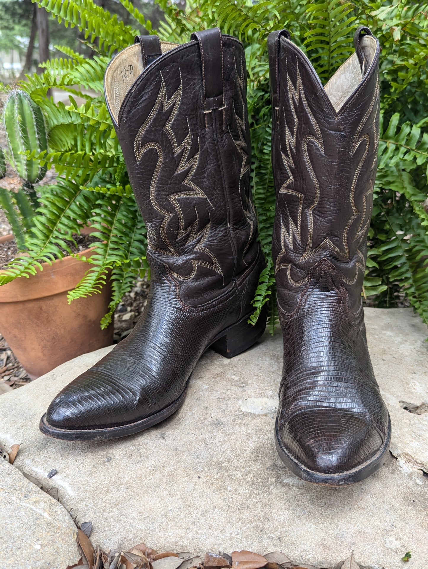 Vintage Longhorn Lizard Cowboy Boots - Size 12D