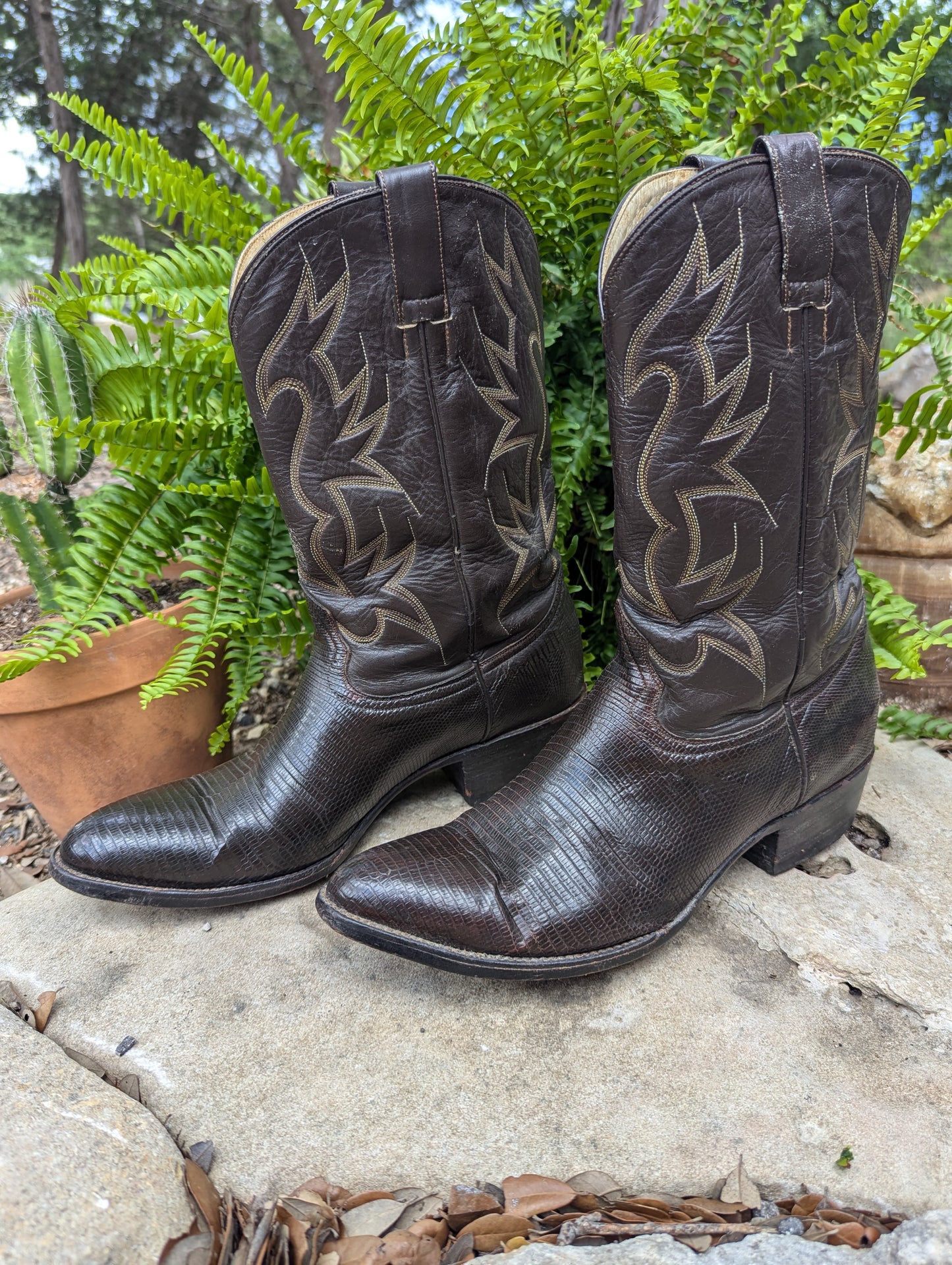 Vintage Longhorn Lizard Cowboy Boots - Size 12D