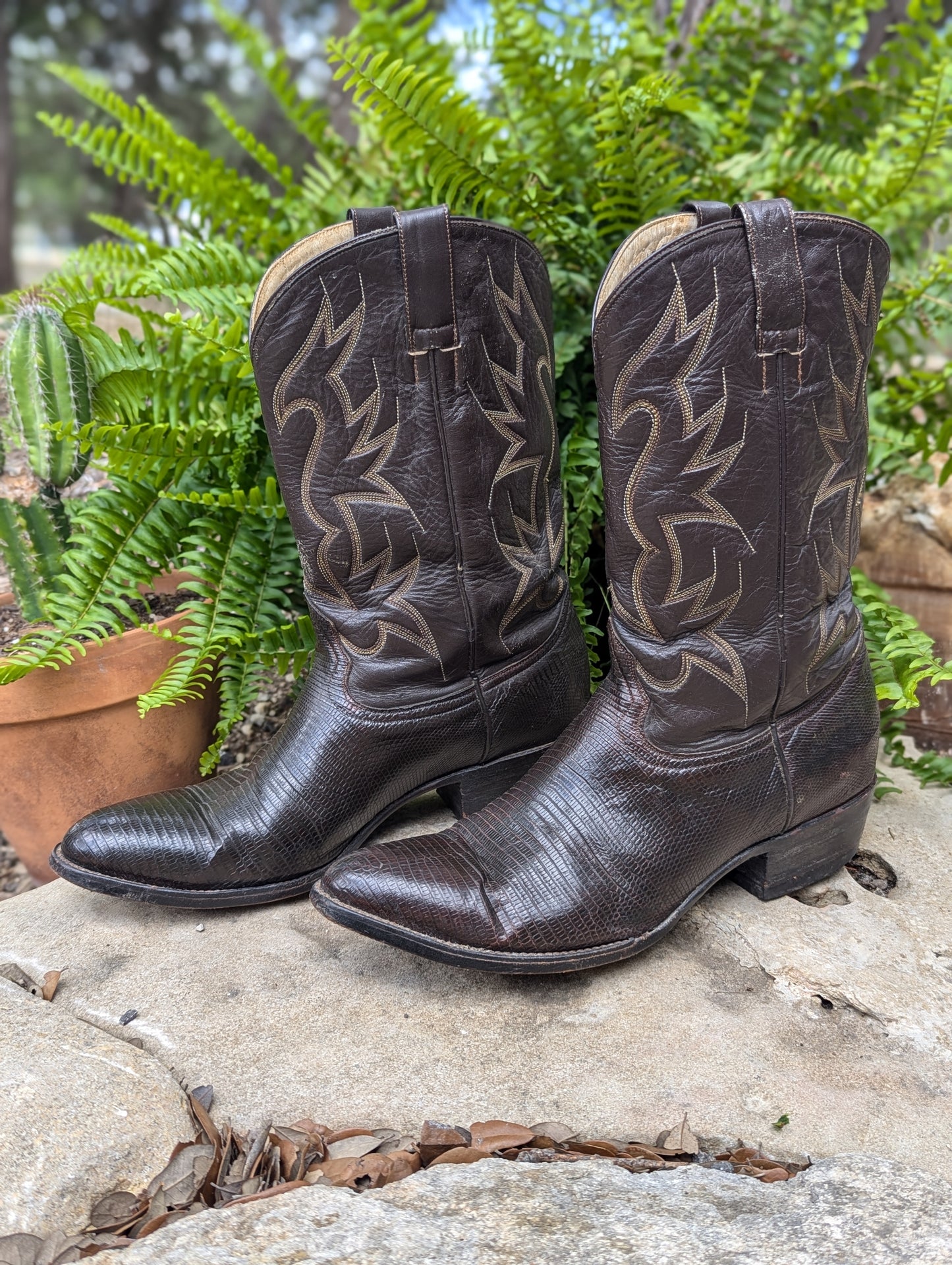 Vintage Longhorn Lizard Cowboy Boots - Size 12D