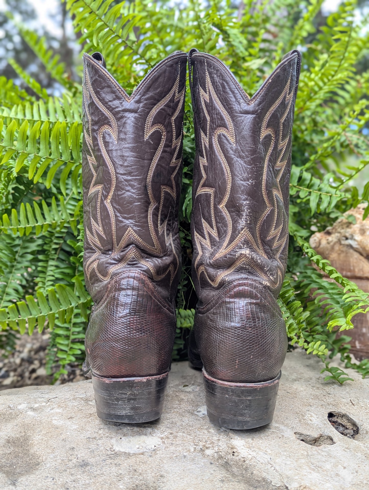 Vintage Longhorn Lizard Cowboy Boots - Size 12D