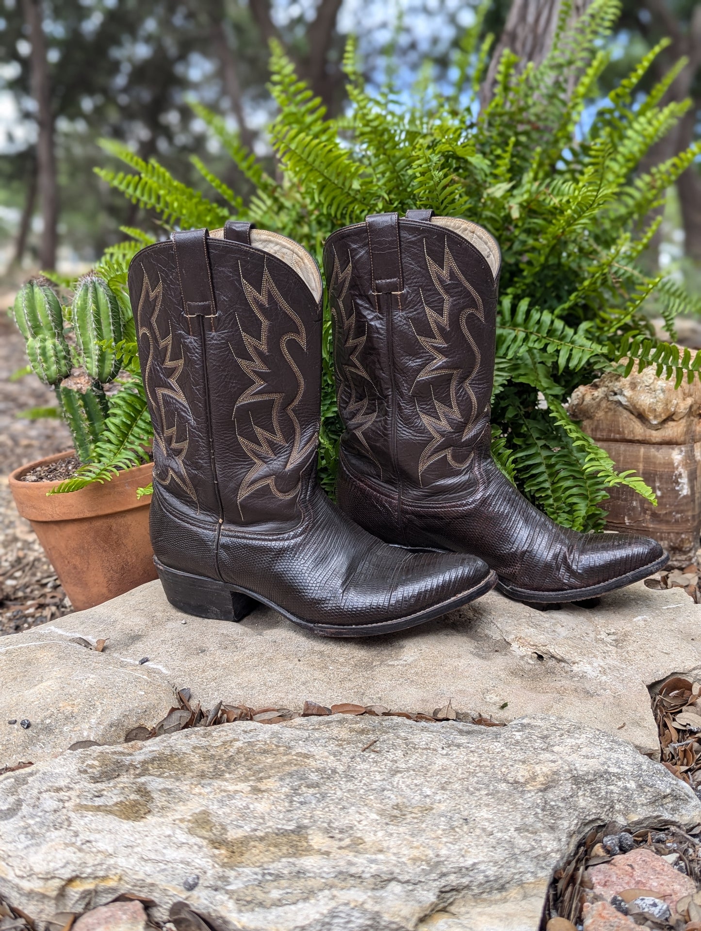 Vintage Longhorn Lizard Cowboy Boots - Size 12D