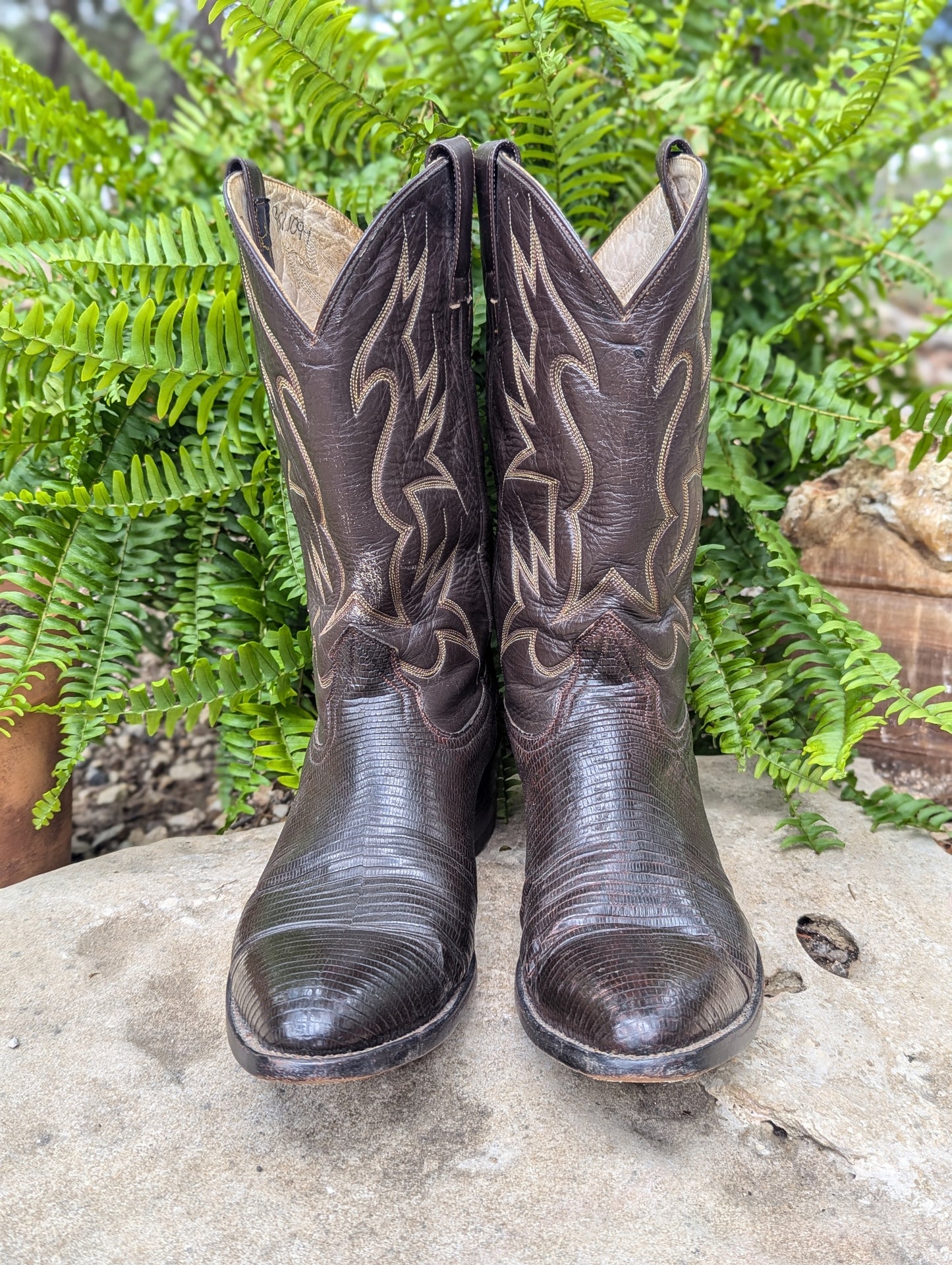 Vintage Longhorn Lizard Cowboy Boots - Size 12D