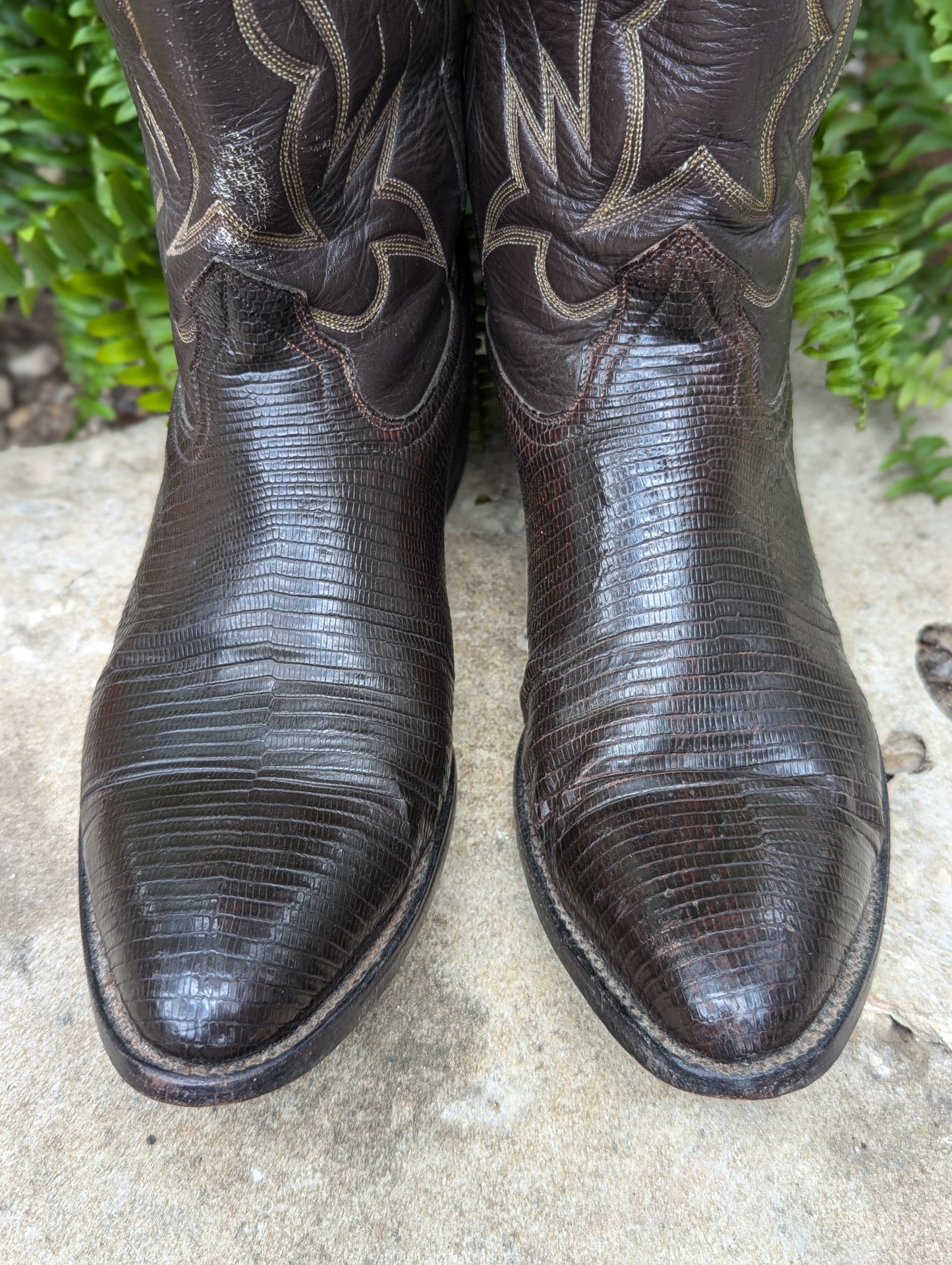 Vintage Longhorn Lizard Cowboy Boots - Size 12D