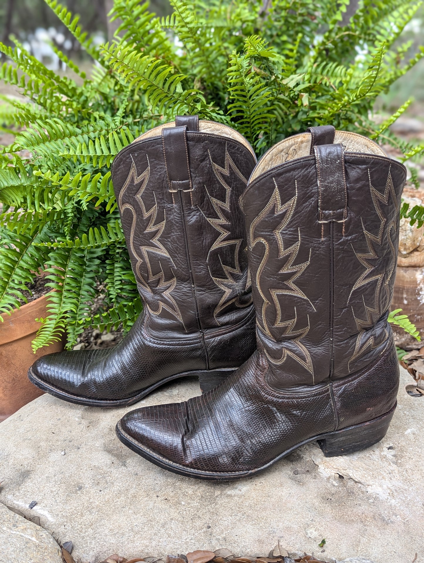 Vintage Longhorn Lizard Cowboy Boots - Size 12D