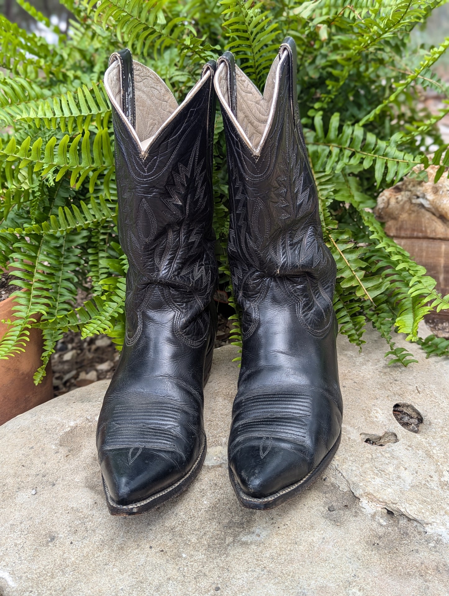 Vintage Cristobal Romero Black Cowboy Boots - Size 9E