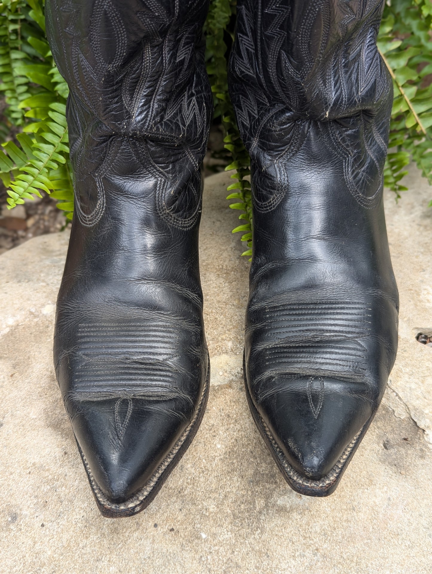 Vintage Cristobal Romero Black Cowboy Boots - Size 9E