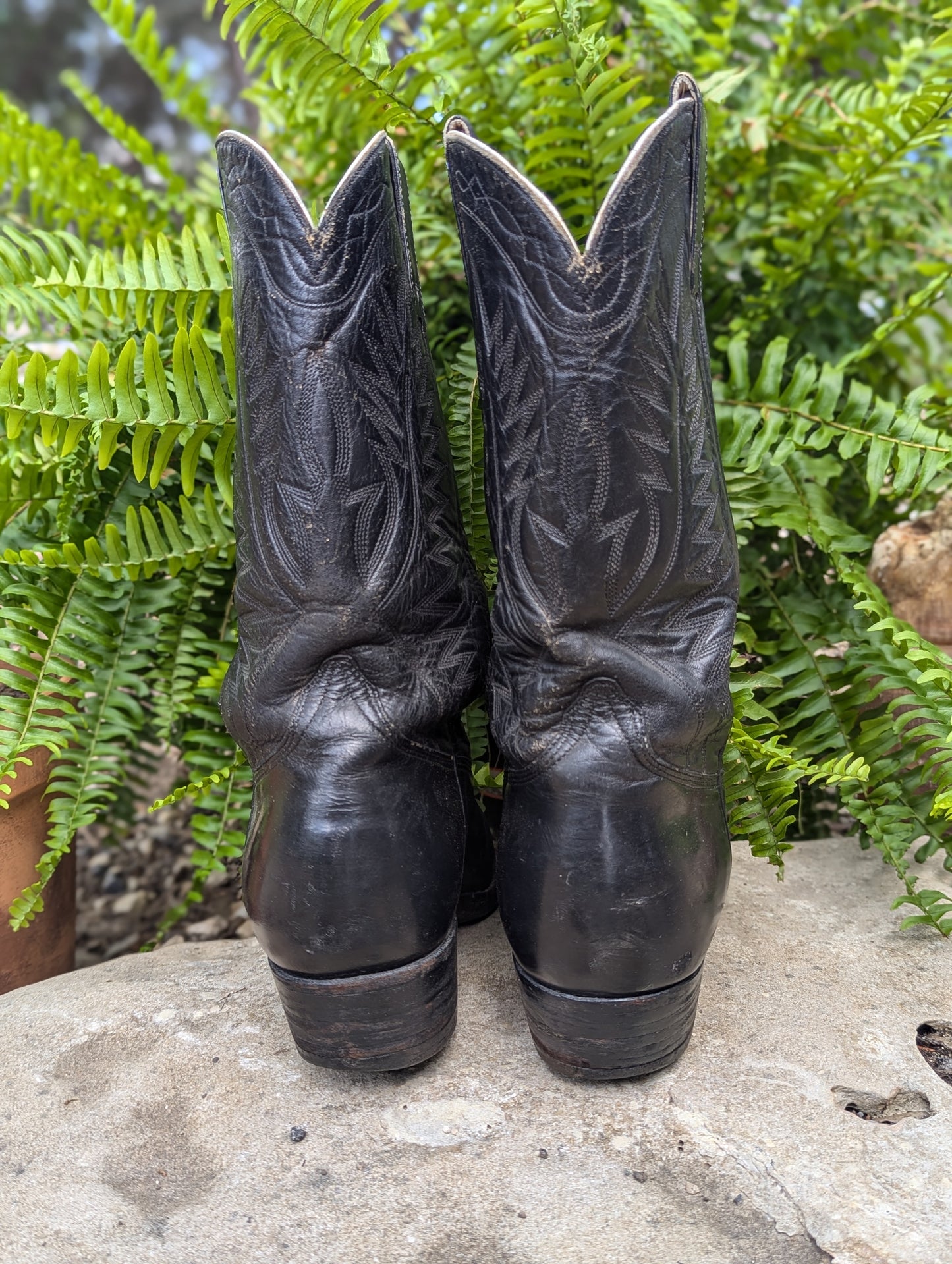 Vintage Cristobal Romero Black Cowboy Boots - Size 9E