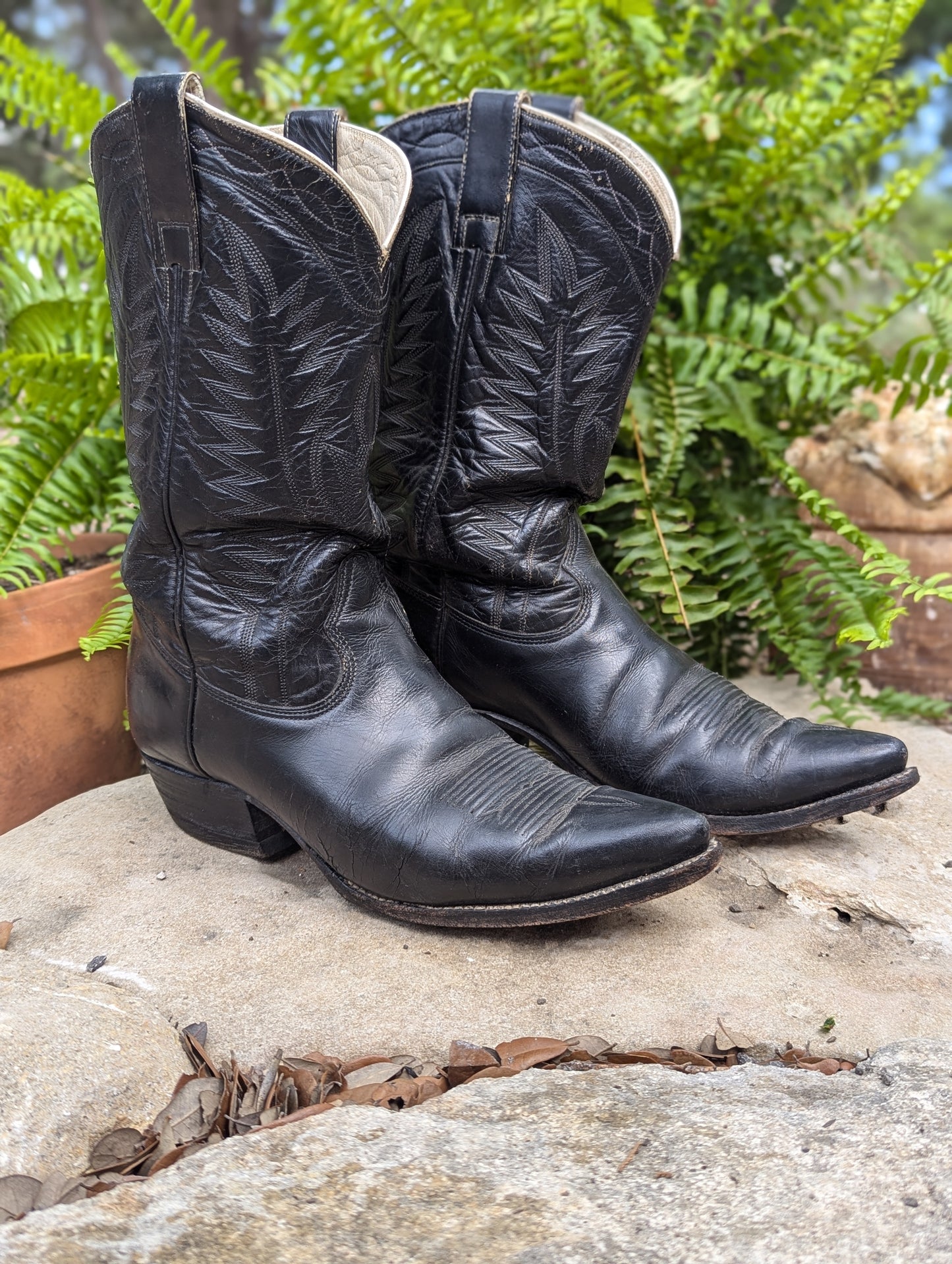 Vintage Cristobal Romero Black Cowboy Boots - Size 9E