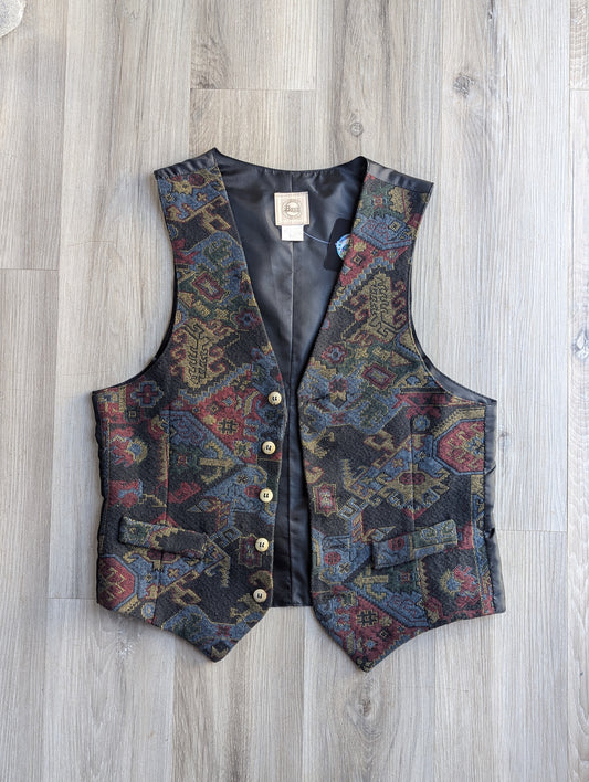 Bass Vintage Vest Southwestern Tapestry Print