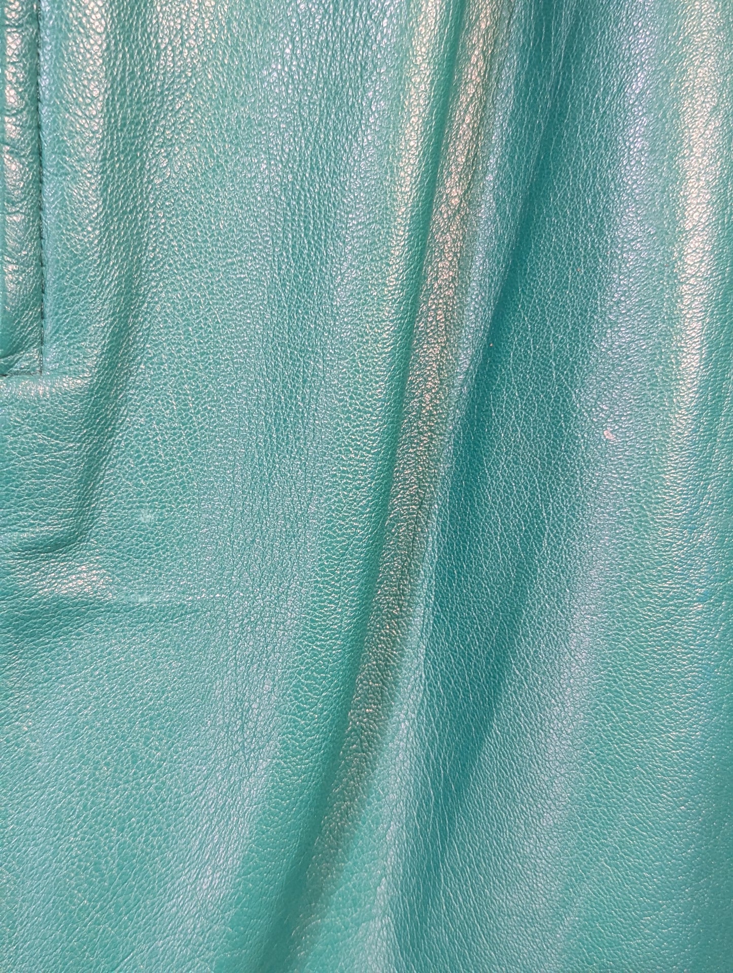 80's Bagatelle Teal Leather Skirt