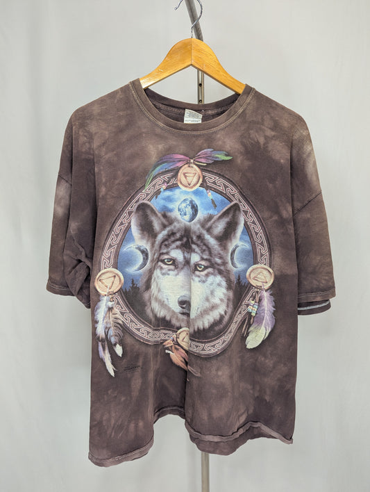 Dream Catcher Wolf Print Gildan Tie Dye T-Shirt