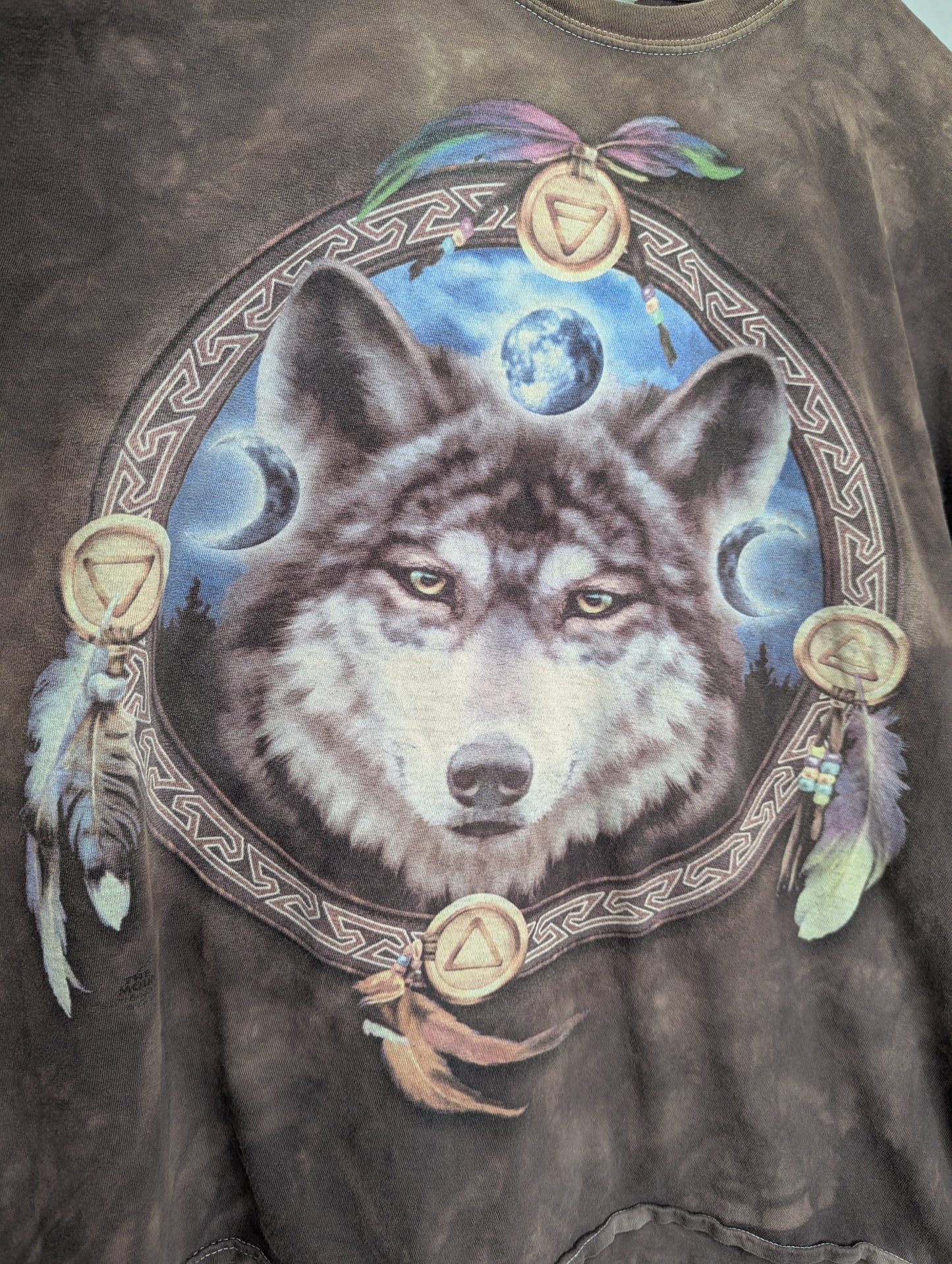 Dream Catcher Wolf Print Gildan Tie Dye T-Shirt