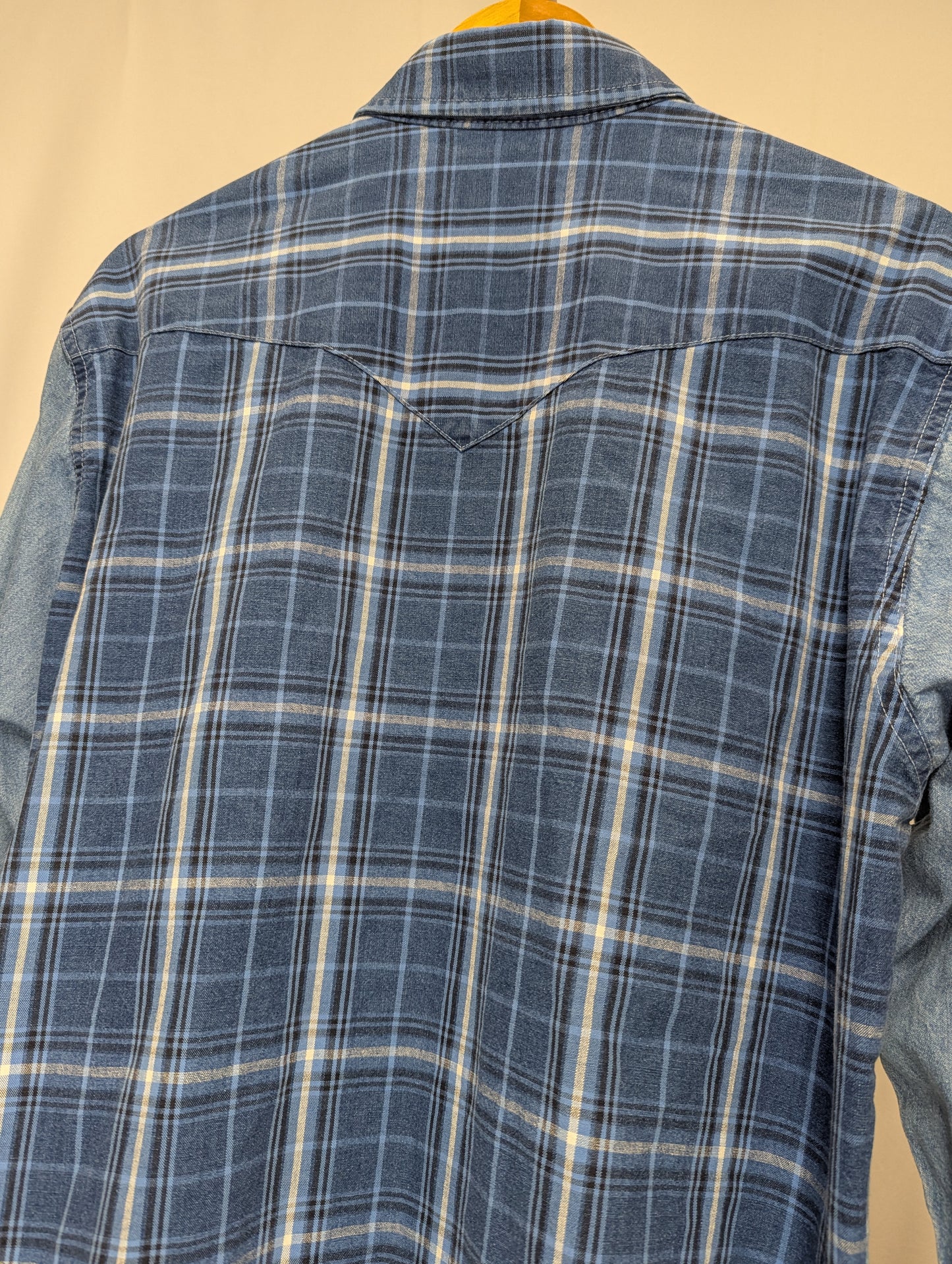 80's Wrangler Chambray and Plaid Long Sleeve Western Shirt