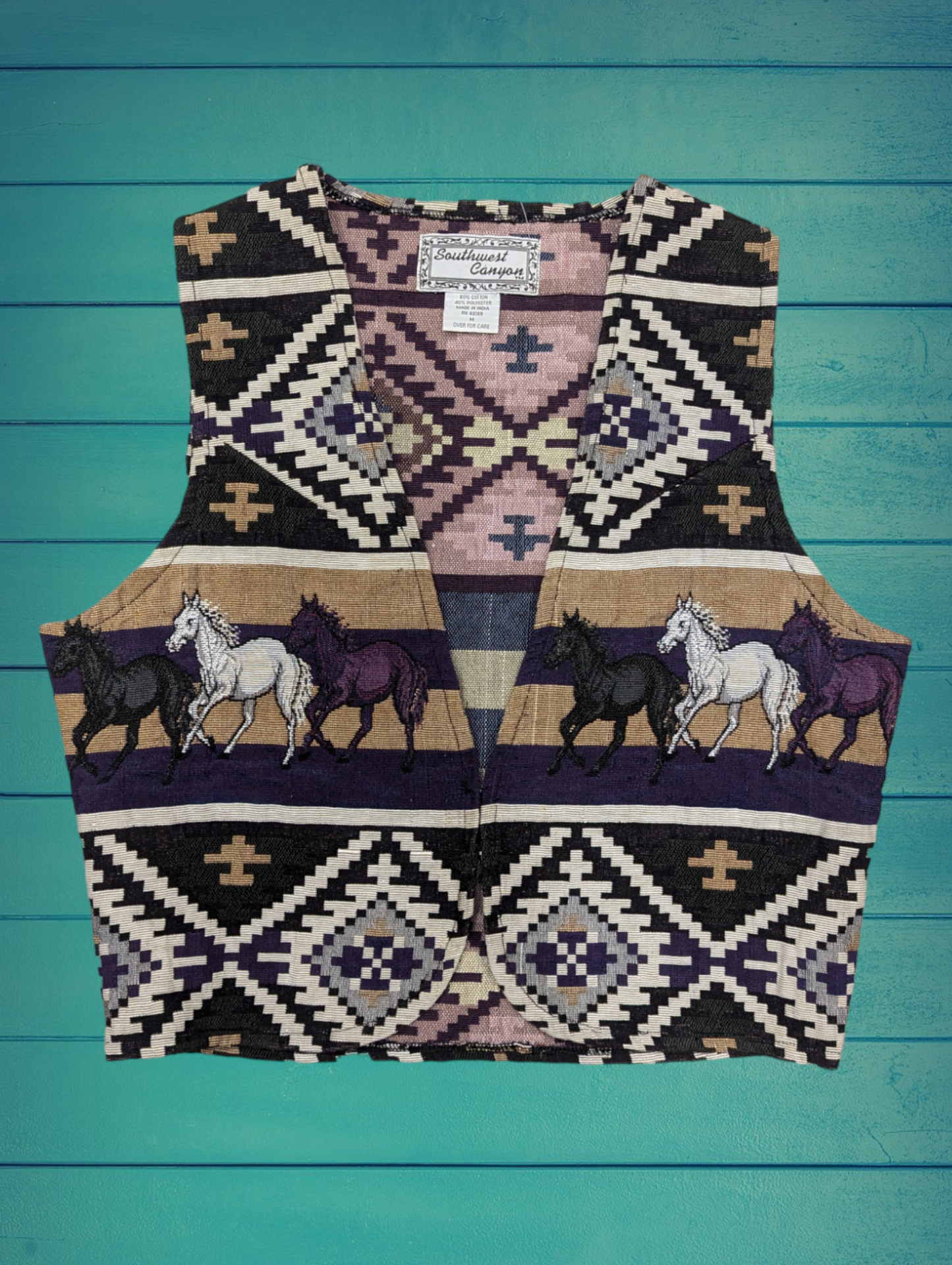 80's Southwestern Horse Tapestry Vest