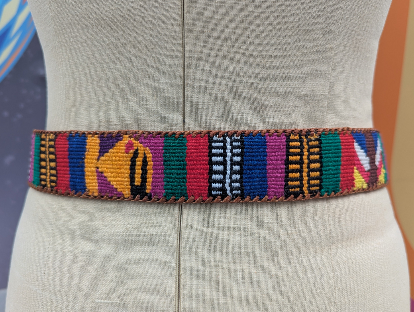 Colorful Vintage Woven Leather Belt