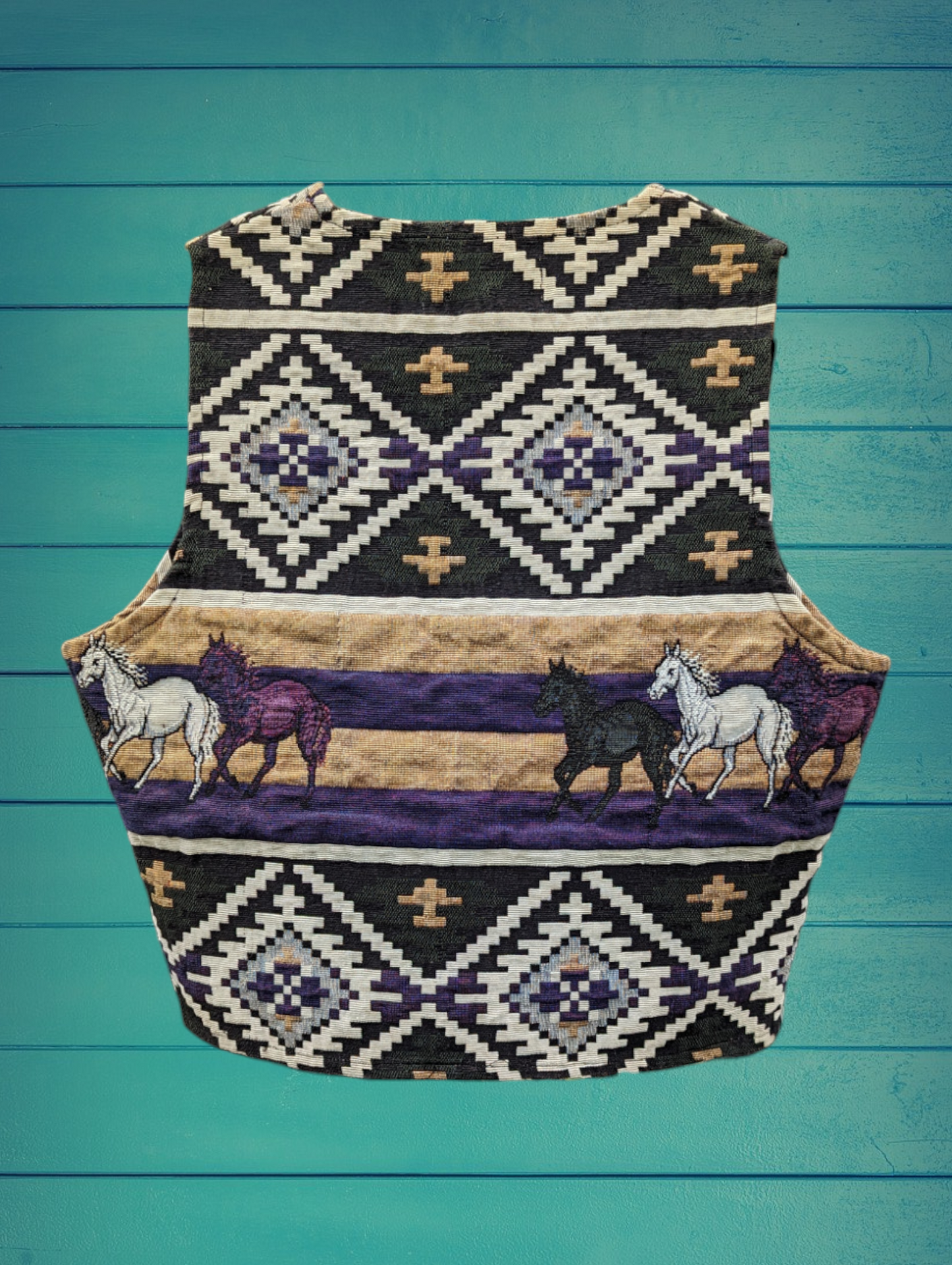 80's Southwestern Horse Tapestry Vest