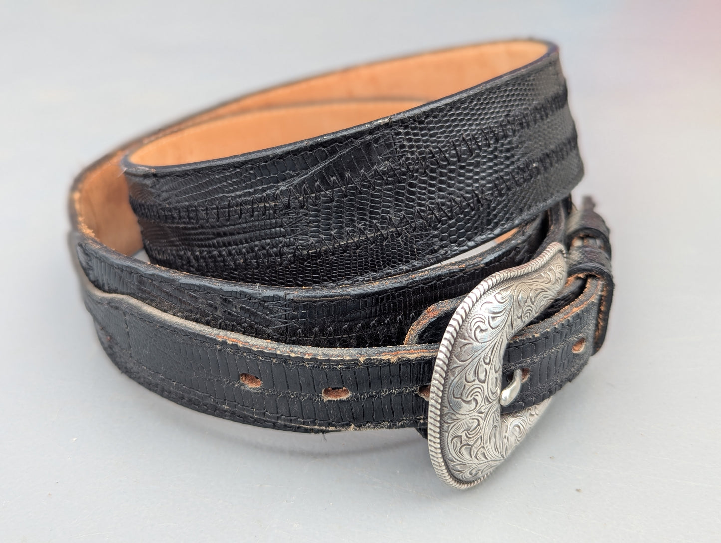 Vintage Tony Lama Lizard Leather Belt