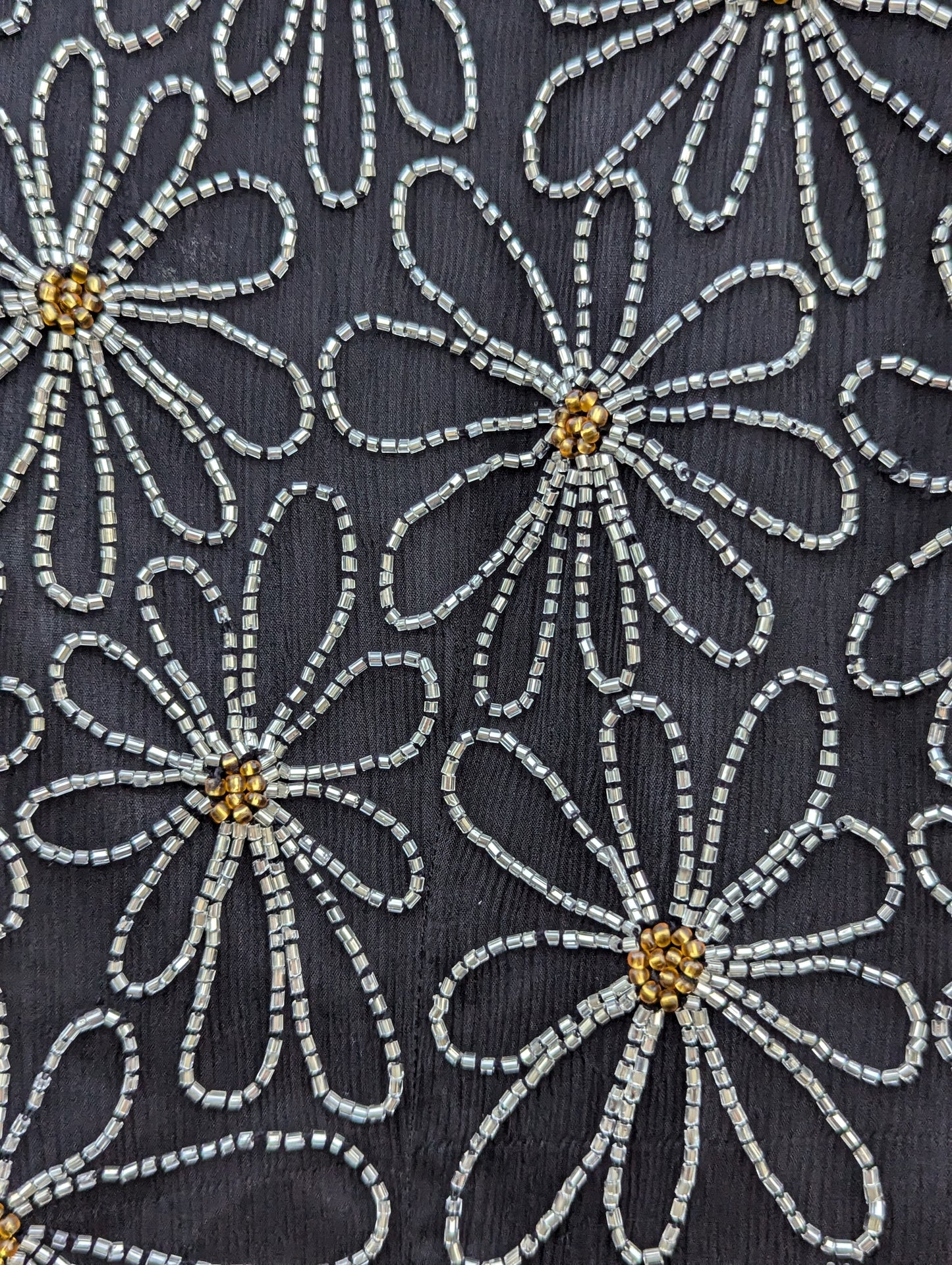 80's Vintage Papell Boutique Beaded Silk Floral Blouse