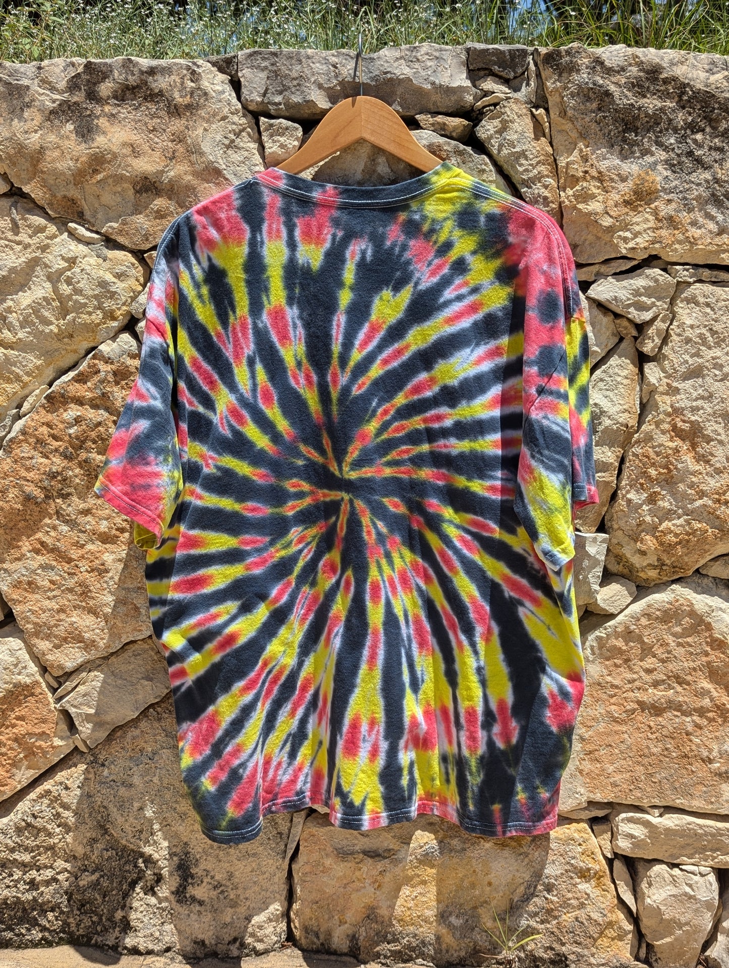 Red, Yellow and Black Tie Dye T-Shirt - Size XXL