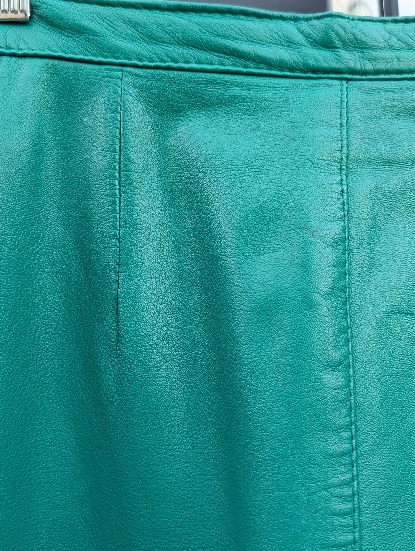 80's Bagatelle Teal Leather Skirt