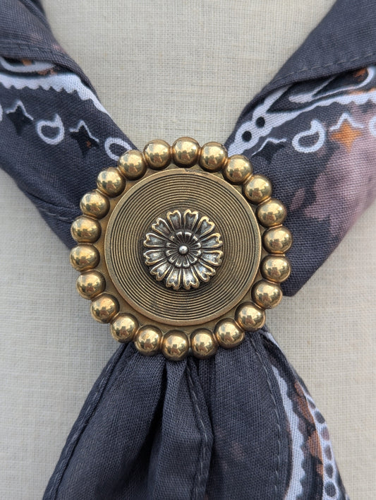 Large Brass Flower Bandana Slide
