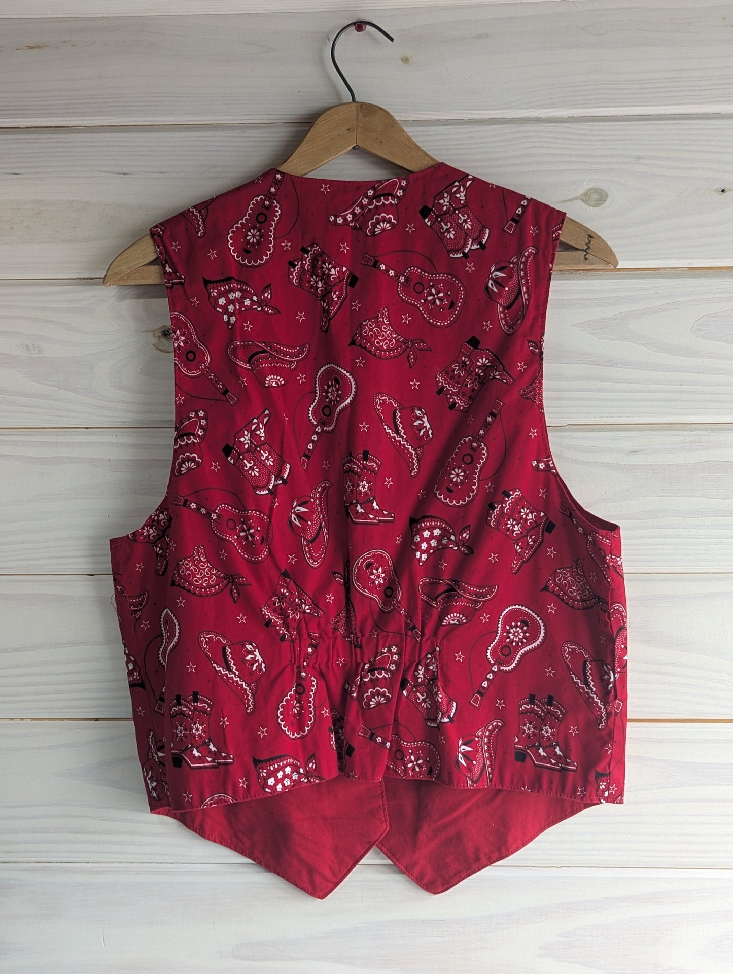 Vintage Red Bandana Print Vest
