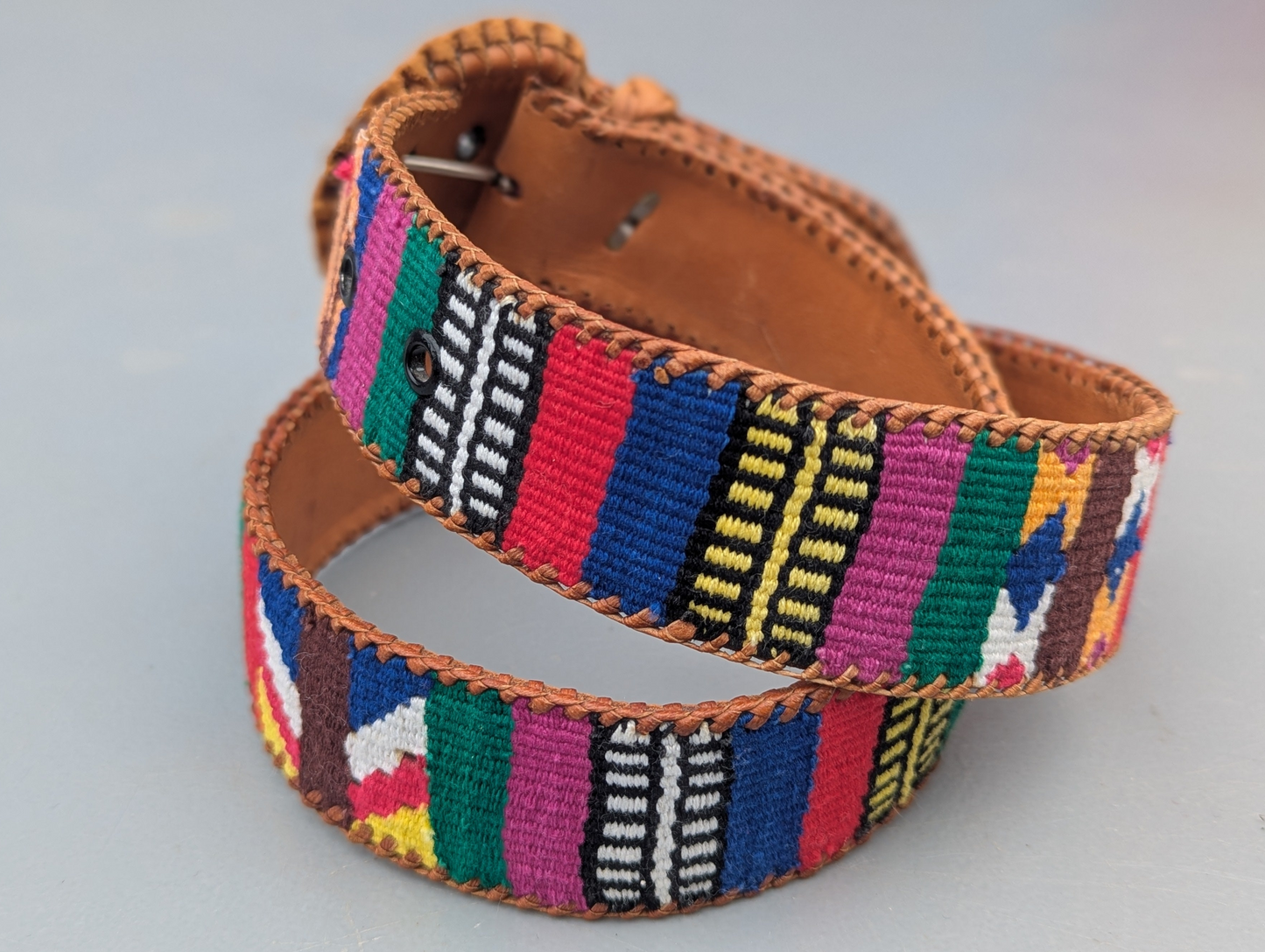 Colorful Vintage Woven Leather Belt