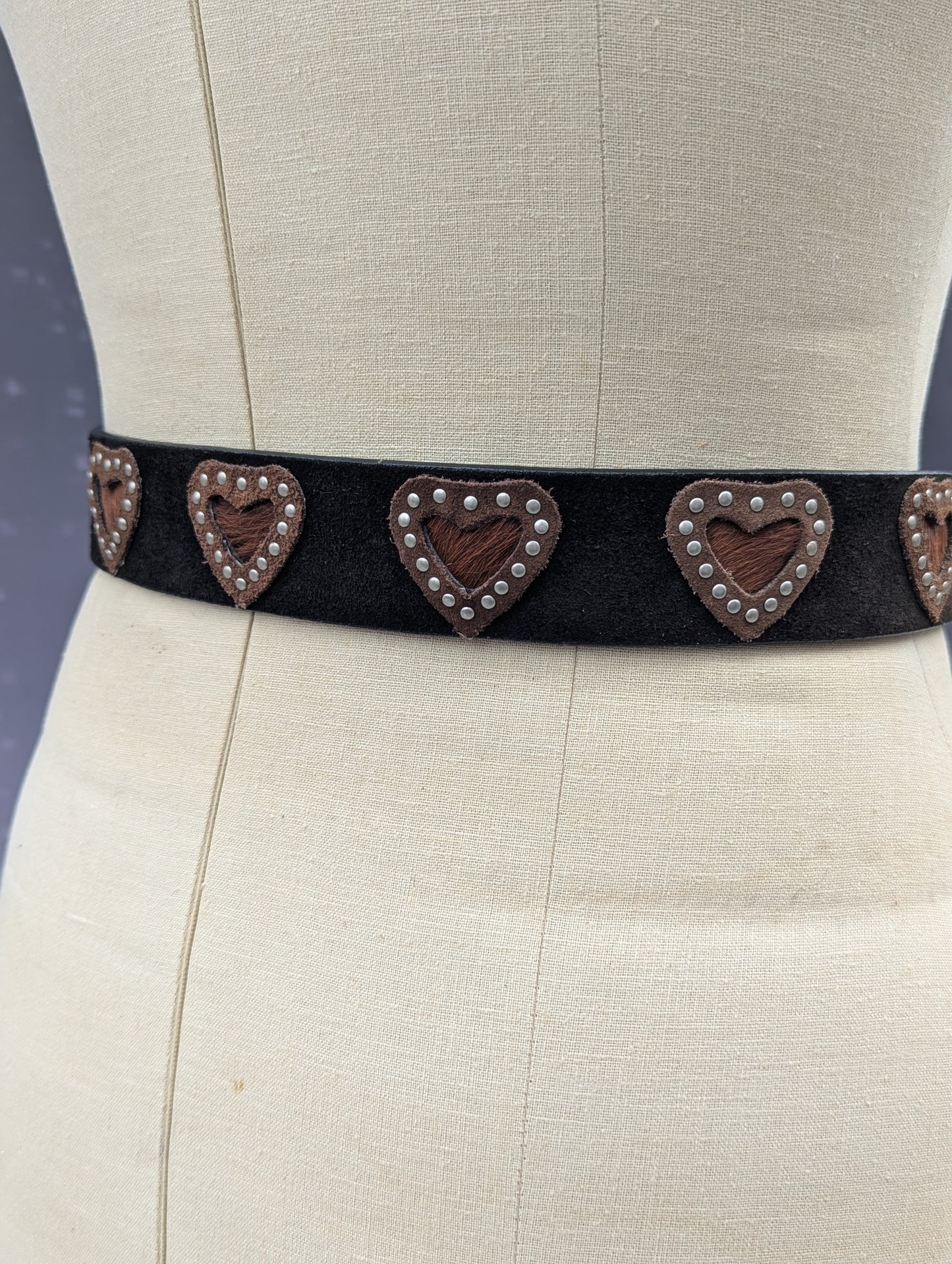 Vintage Roper Studded Heart Leather Belt