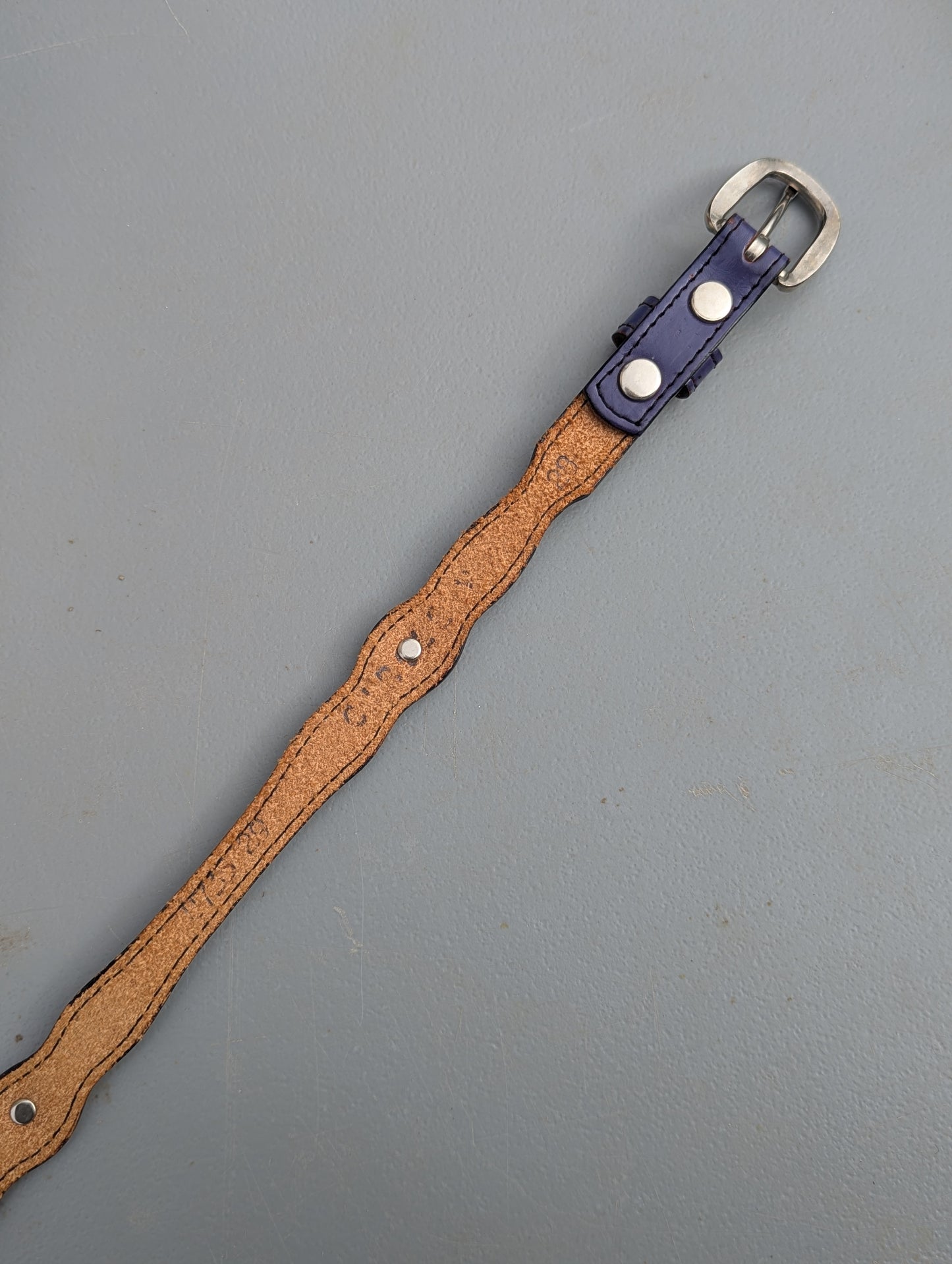 Vintage Circle Y Purple Leather Silver Heart Belt