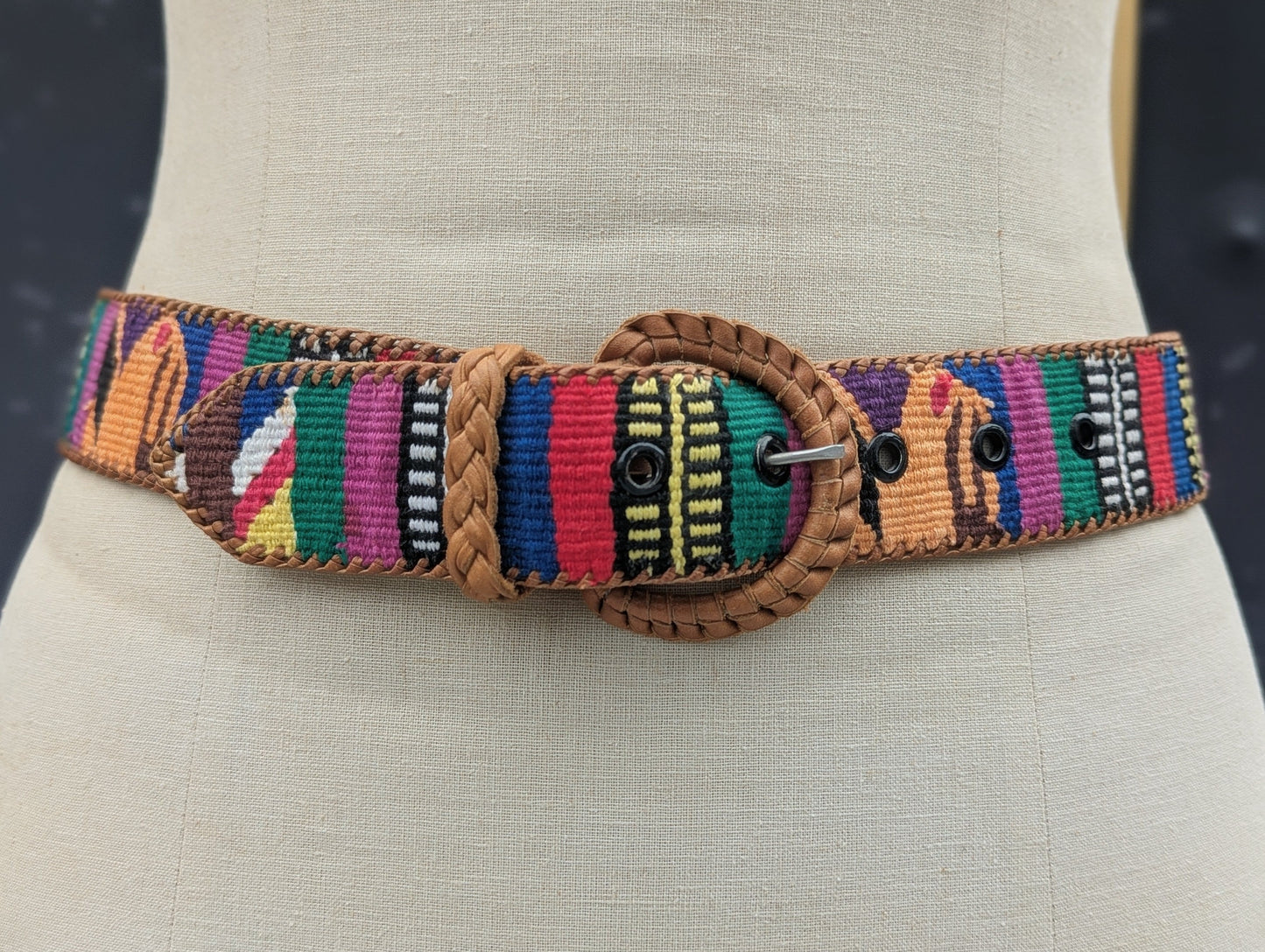 Colorful Vintage Woven Leather Belt