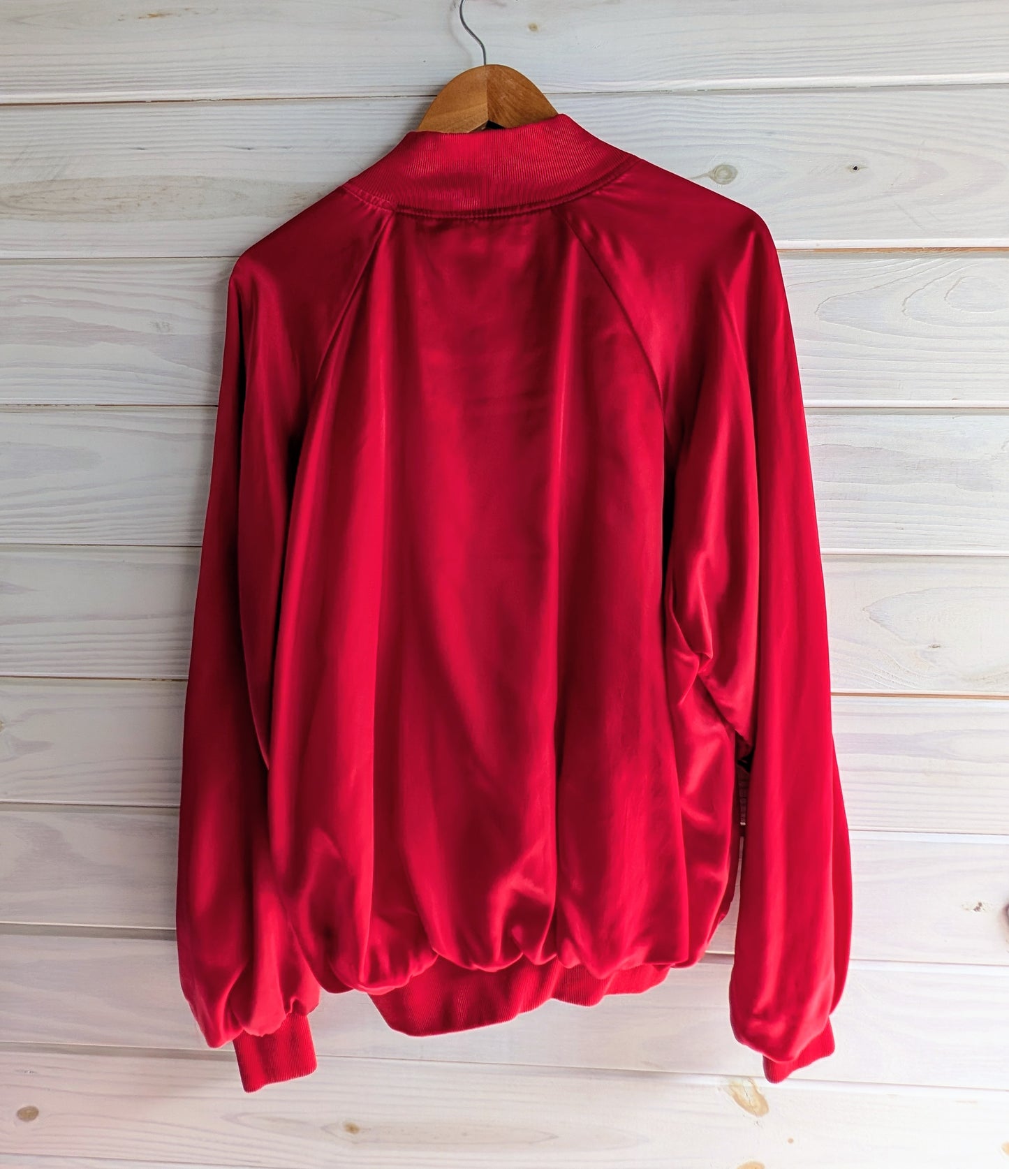 80's Vintage Red Satin Bomber Jacket "Linda"