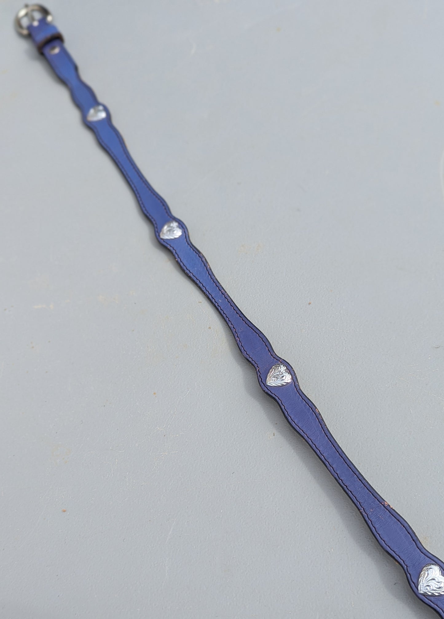 Vintage Circle Y Purple Leather Silver Heart Belt