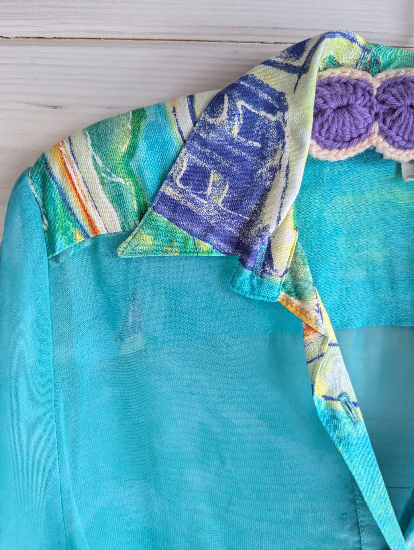 80's Sea Suns Sheer Short Sleeve Top