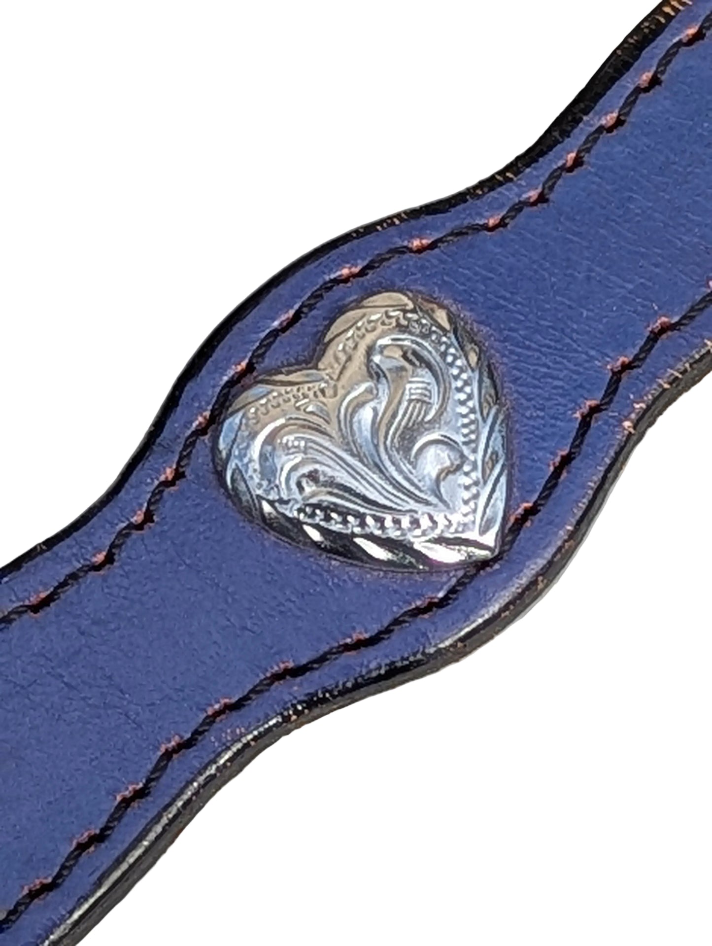 Vintage Circle Y Purple Leather Silver Heart Belt