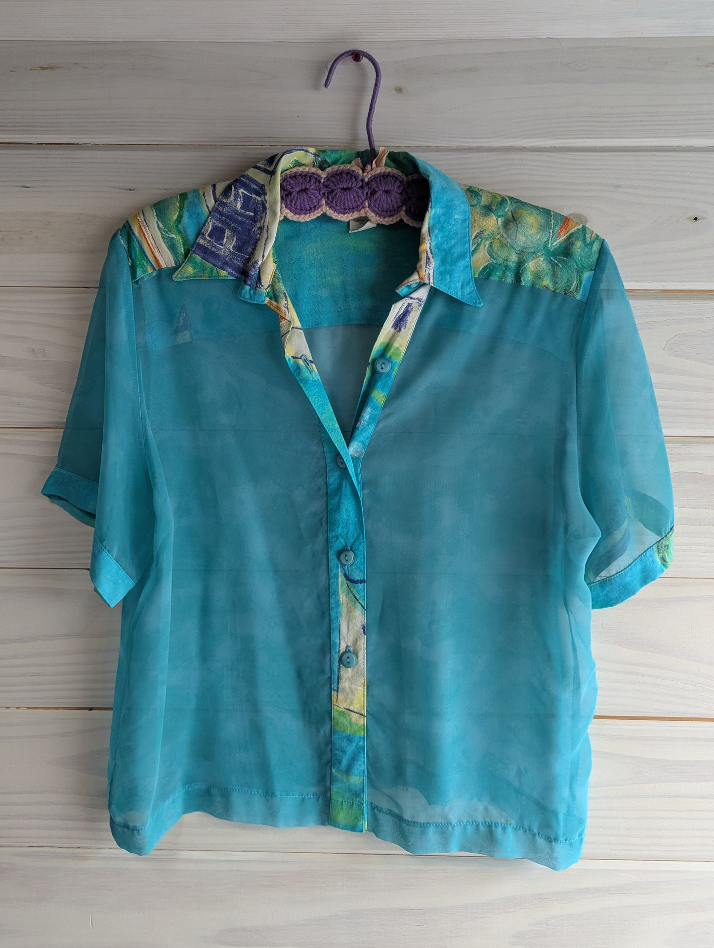 80's Sea Suns Sheer Short Sleeve Top