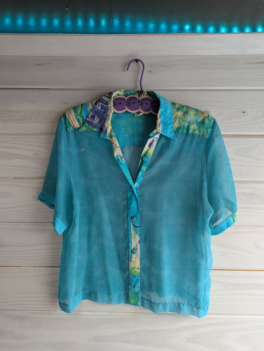 80's Sea Suns Sheer Short Sleeve Top