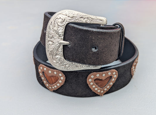 Vintage Roper Studded Heart Leather Belt
